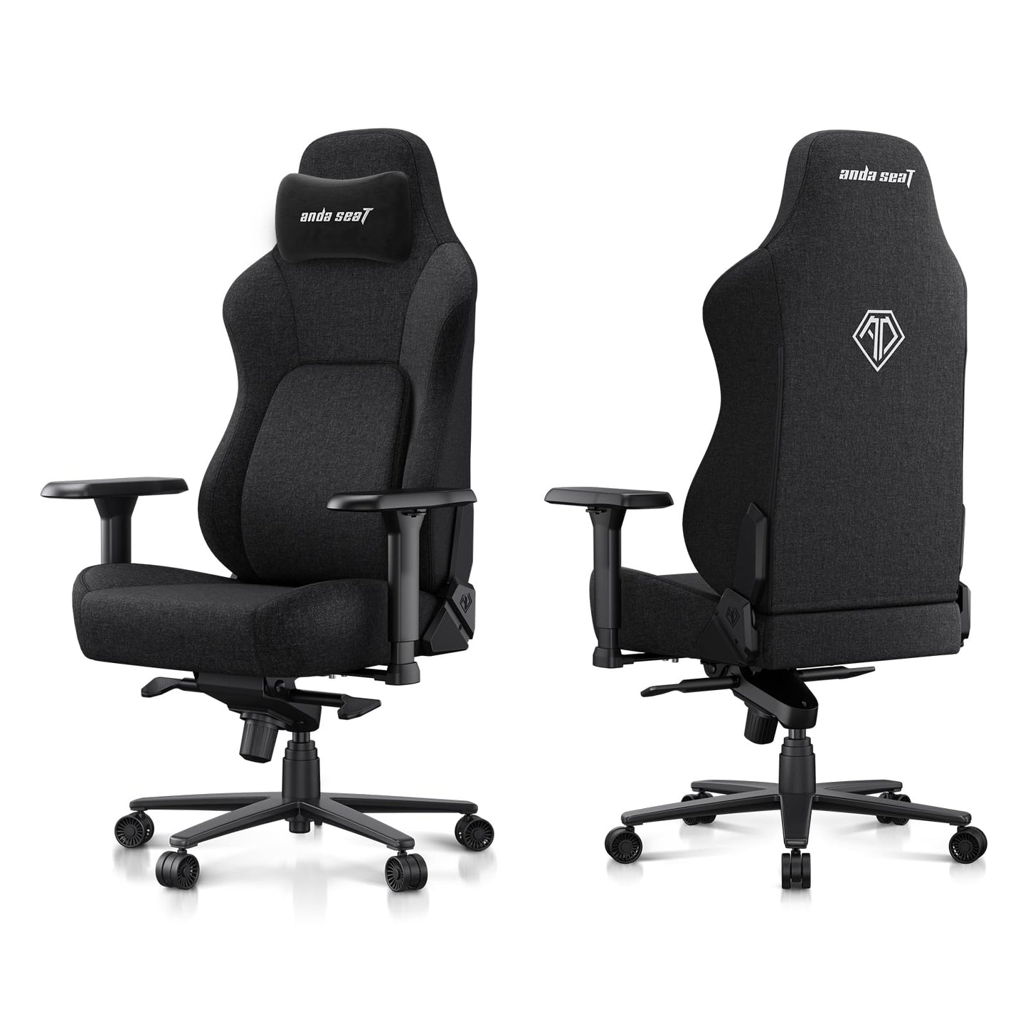 Anda Seat Phantom 4 Pro Black Fabric Gaming Chairs for Adults - Large Wide Seat Gamer Chair with Dynamic Lumbar Support, Comfortable Ergonomic Video Game Seats with Magnetic Headrest - 3D Armrests