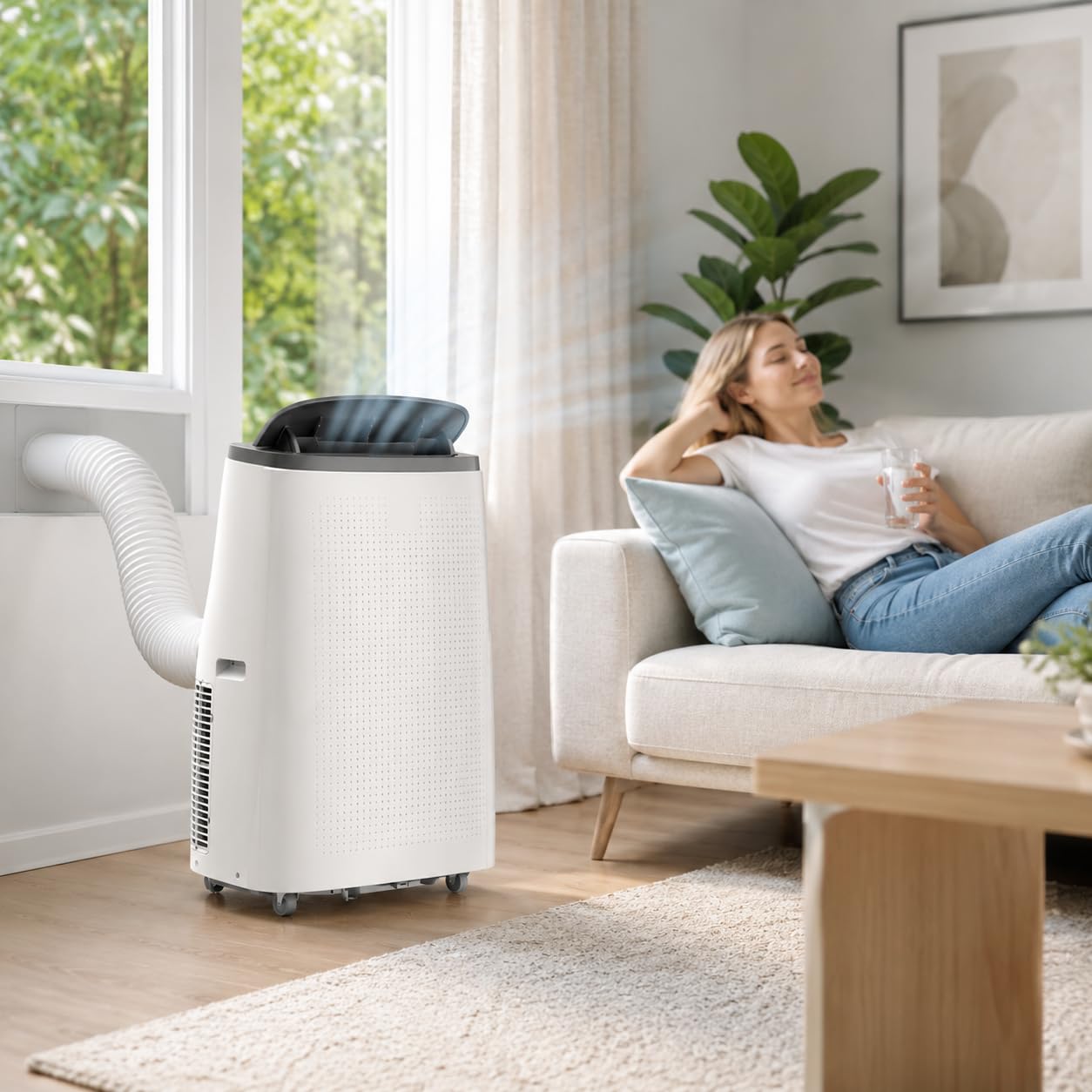 14,000 BTU Portable Air Conditioners, Cools Large Room Up to 700 Sq.Ft, 4-in-1 AC Unit with Dehumidifier & Fan, Remote Control, Quiet Sleep Mode, Energy Efficient for Home Office Garage