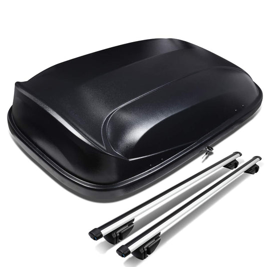 DNA Motoring PT-ZTL-8100-BK Adjustable 120cm Aluminum Roof Rail Cross Bars+Cargo Box w/Lock+Keys,Silver / Black