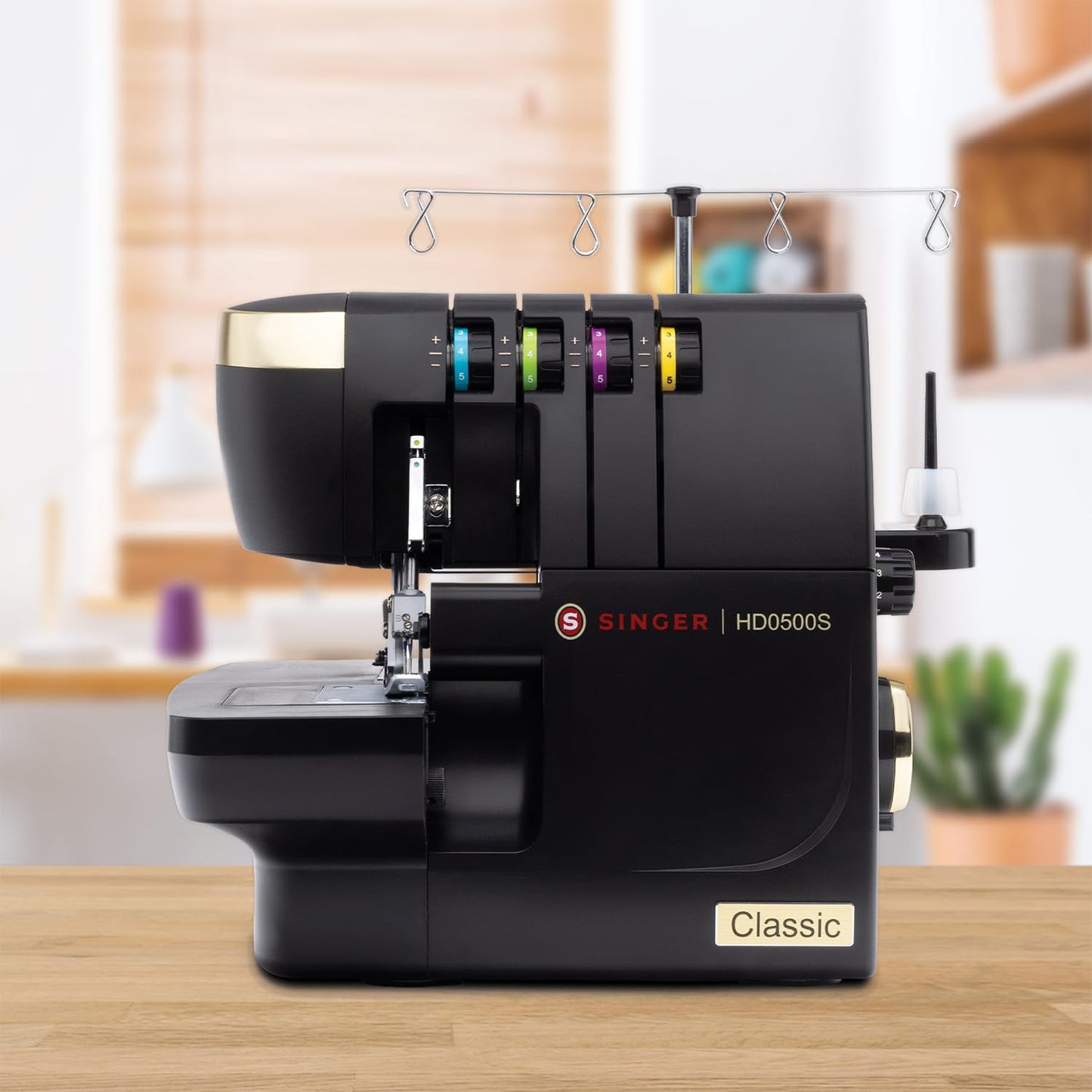 SINGER® HD0500S Heavy Duty Serger Overlock Sewing Machine, Classic Black | 2/3/4 Thread, 6 Stitch Types, 1300 Stitches/Min, LED Light, Free Arm, Differential Feed, Metal Frame