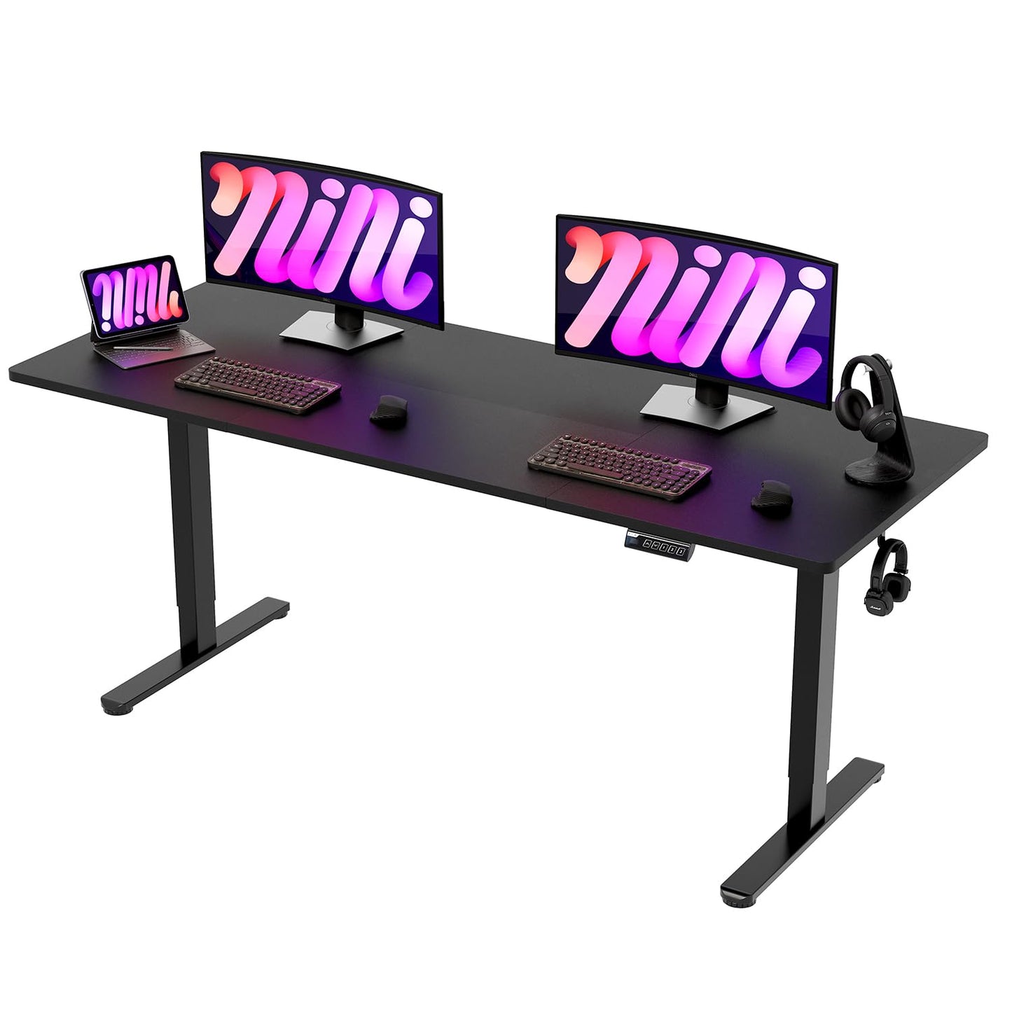 Monomi 79" Electric Standing Desk for Home Office - Large Adjustable Height Desk with 178 lbs Weight Capacity, 3 Memory Presets, Quiet Motor, Anti-Collision (Black)