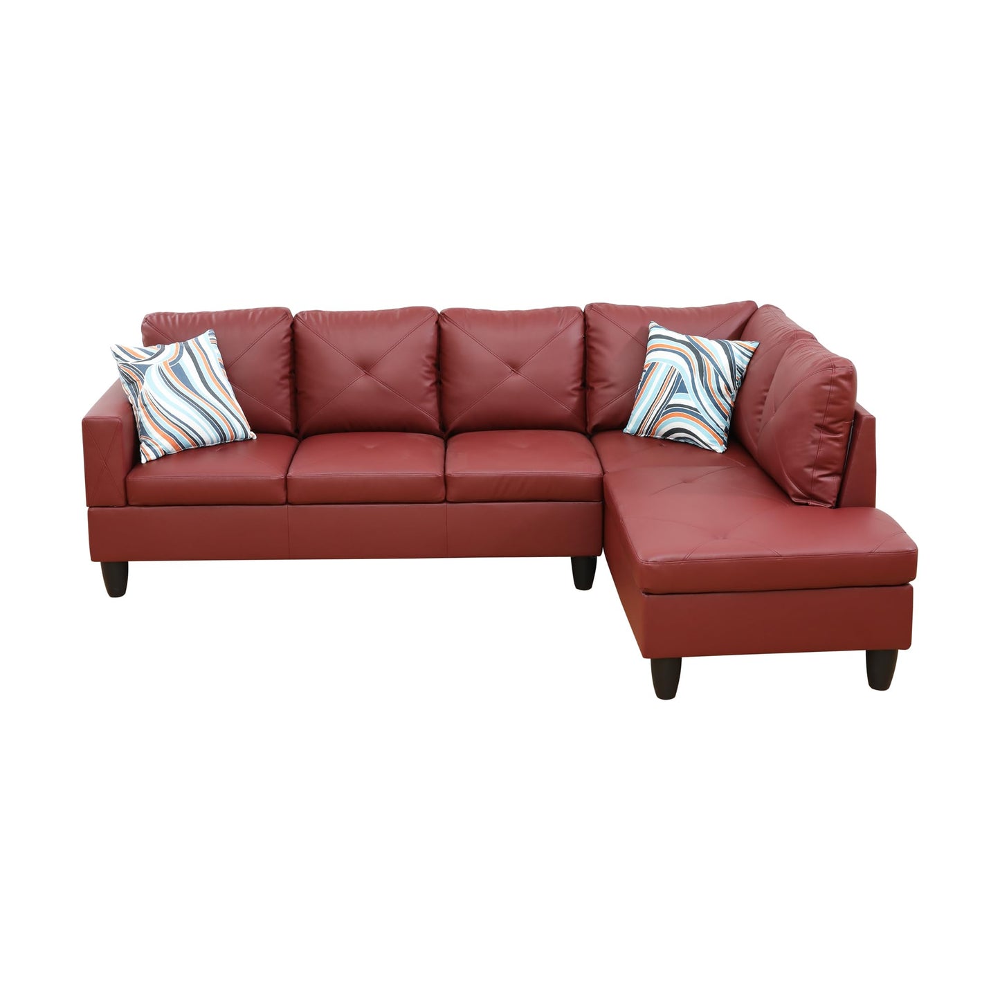 NicBex Leather 97" L Shaped Couch Sectional Couches for Living Room, 2-Piece Modular Sofa with Movable Chaise & Deep Seat for Apartment, Bedroom, Office, Red