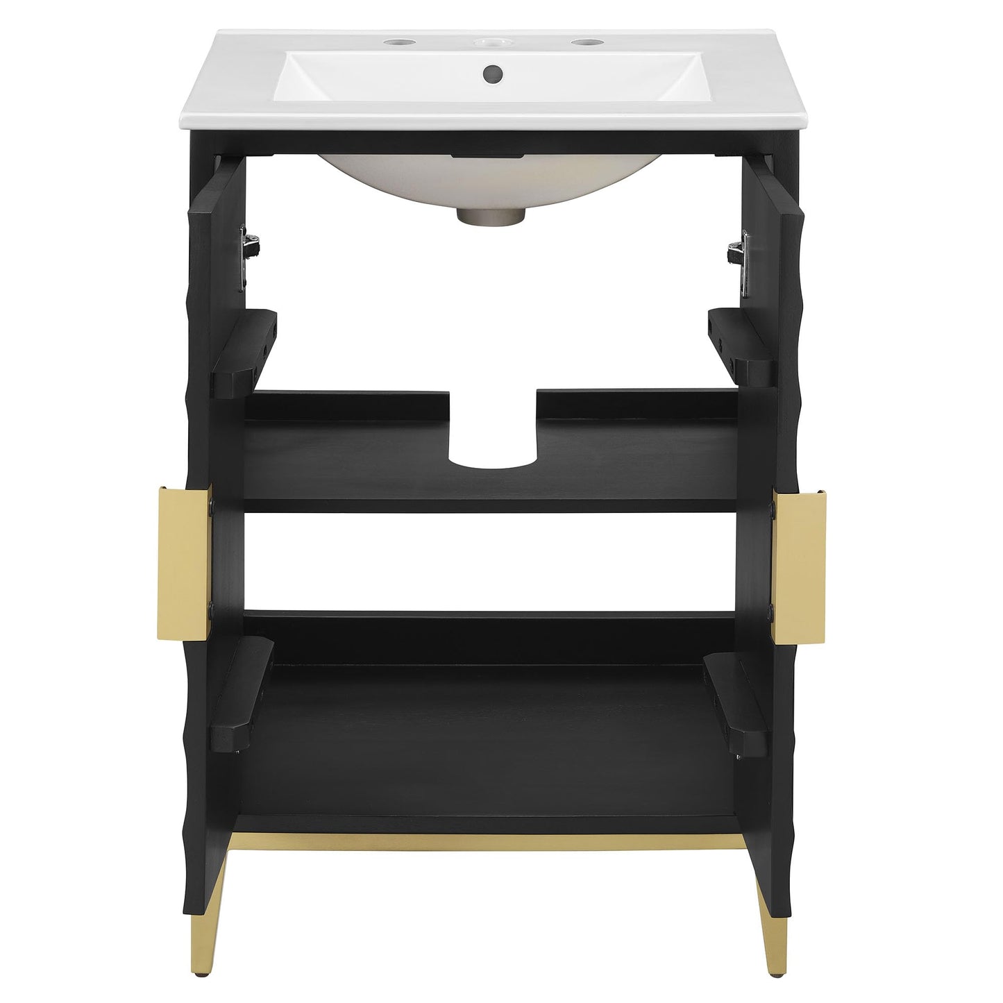 Modway Beau 24 Inch Wood Bathroom Vanity Cabinet in White Black