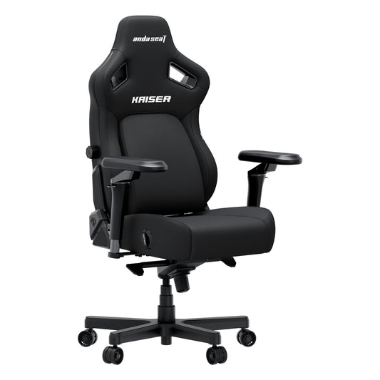 Anda Seat Kaiser 4 Large Gaming Chair for Adults - Ergonomic Black Fabric Gaming Seat with 6D Armrest, Comfortable Office Chair with Lumbar Support, Heavy Duty Wide Computer Seat