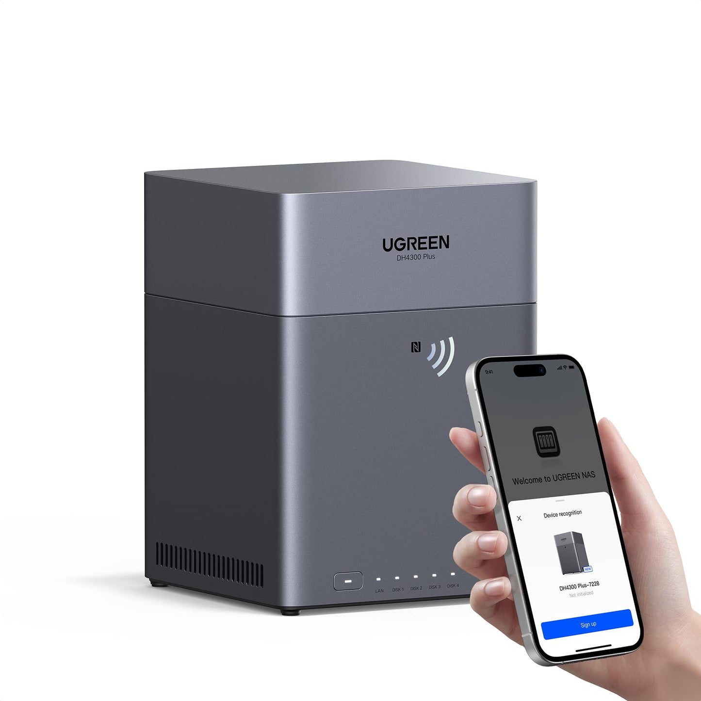 UGREEN NAS DH4300 Plus 4-Bay Desktop NASync, Support Capacity 128TB (Diskless), Remote Access, AI Photo Album, Beginner Friendly, 8GB LPDDR4X RAM, 2.5GbE, 4K HDMI, Network Attached Storage (Diskless)