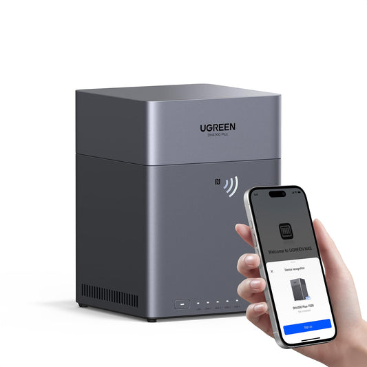 UGREEN NAS DH4300 Plus 4-Bay Desktop NASync, Support Capacity 128TB (Diskless), Remote Access, AI Photo Album, Beginner Friendly, 8GB LPDDR4X RAM, 2.5GbE, 4K HDMI, Network Attached Storage (Diskless)