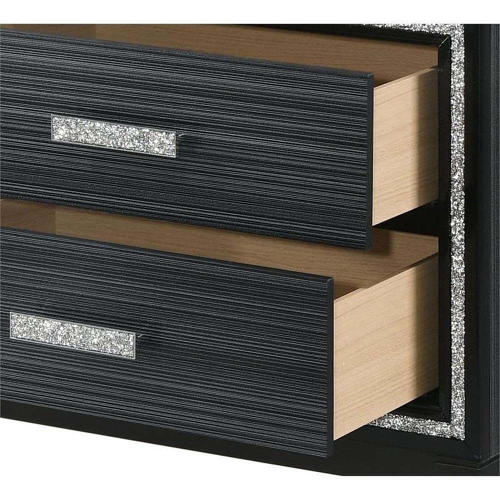 Acme Haiden Wooden 2-Drawer Nightstand with Silver Trim in Weathered Black