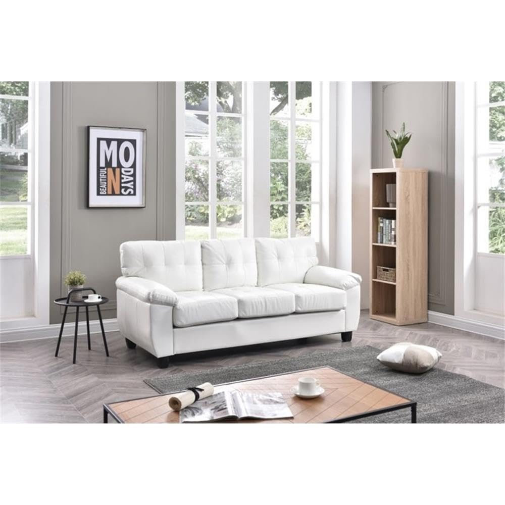 Glory Furniture Gallant Faux Leather Sofa in White