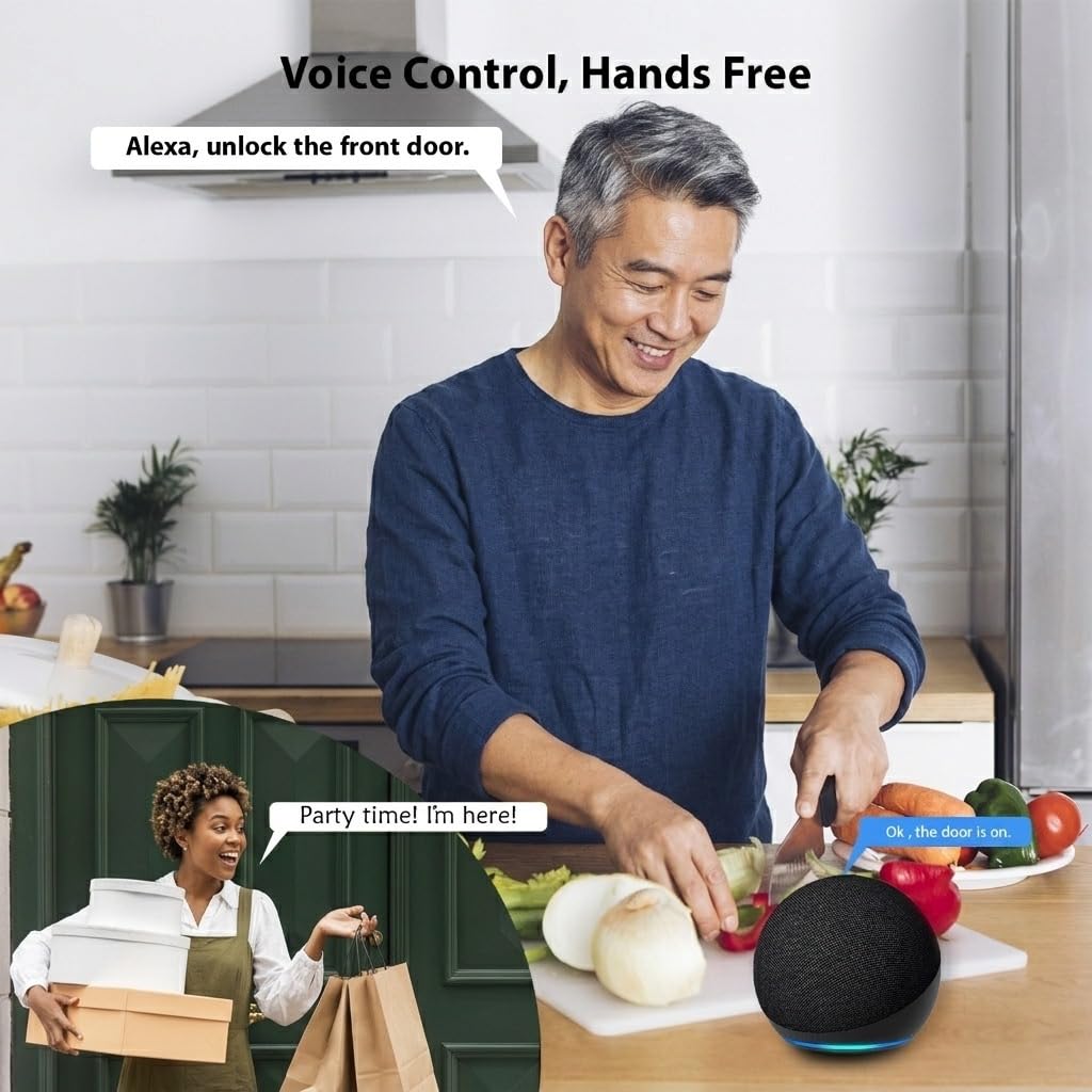Smart Door Lock with 3D Face Recognition & Camera, Intercom, Video Doorbell, Fingerprint Keyless Entry, Password, IC Card, Key, Alexa Compatible via Tuya App Control, Smart Home Front Door Security
