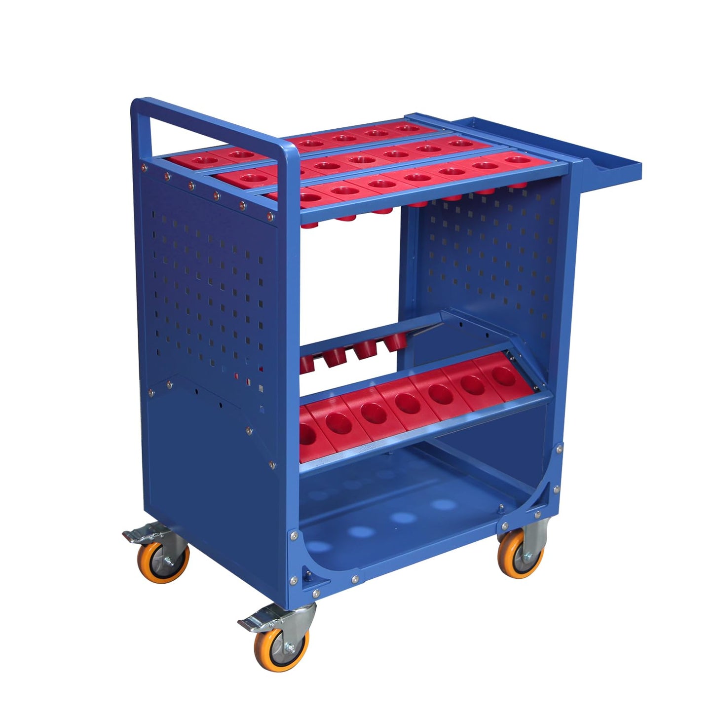 HSK63 Blue CNC Tool Storage Cart, HSK63-35CAP Tool Holder Carts with Wheels