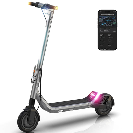 Apollo Go Electric Scooter for Adults with Dual 350W Motors, 28 MPH Top Speed, Up to 30-Mile Range, Airflow Suspension, Self-Healing Tires & 360° Lighting - E Scooter for Powerful All-Terrain Rides