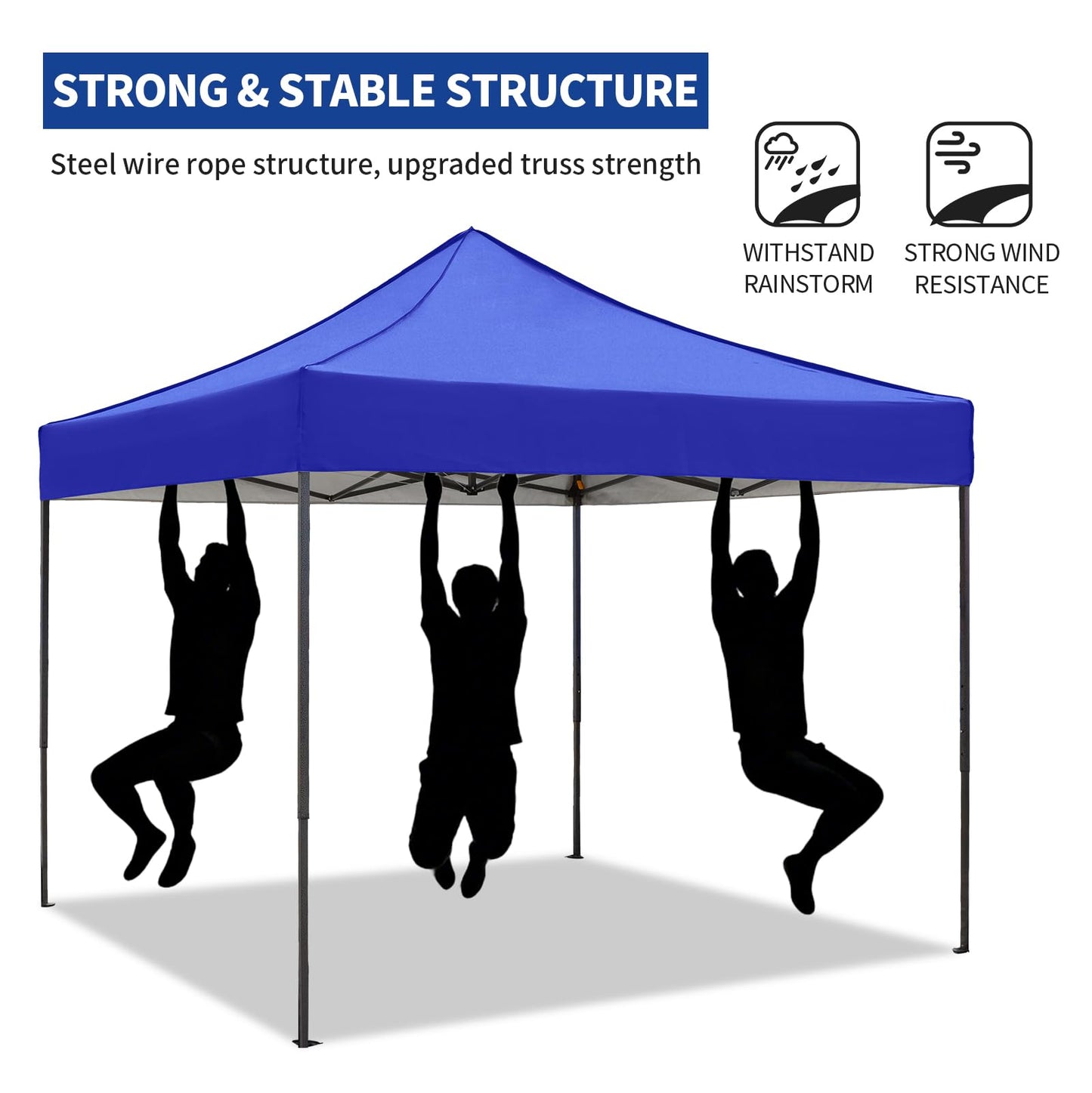 10x10 Pop up Canopy Tent with Sidewalls,Heavy Duty Waterproof Sun Shade Canopy Easy up Canopy with Wheel Bag Commercial Gazebo Tent for Outdoors Parties Vendors Camping Beach(Blue)