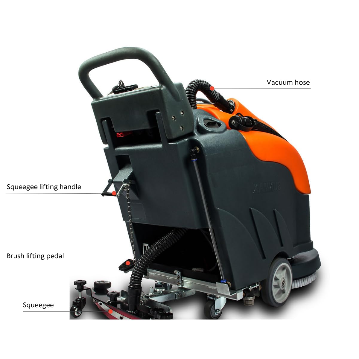 22" Walk-Behind Commercial Floor Scrubber Dryer, 13.2/14.5-Gal Dual Tanks, 3.5-Hour Fast Charging, Up to 5 Hours Runtime, 31" Squeegee, Cordless Hard Floor Cleaner