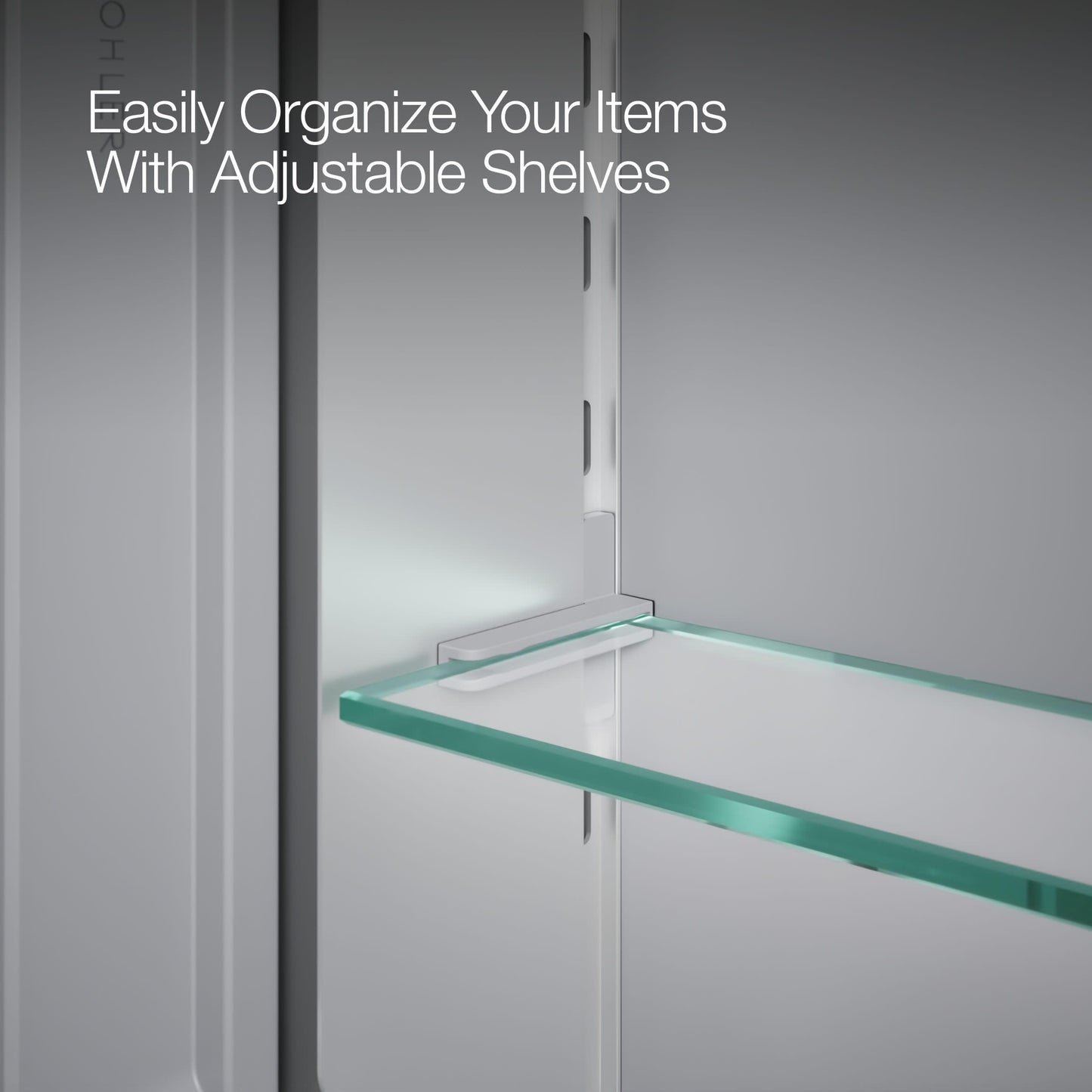 Kohler 55064-NA Embark Slim Medicine Cabinet Mirror, Adjustable Shelves with Mirrored Doors, 30 in. W x 26 in. H