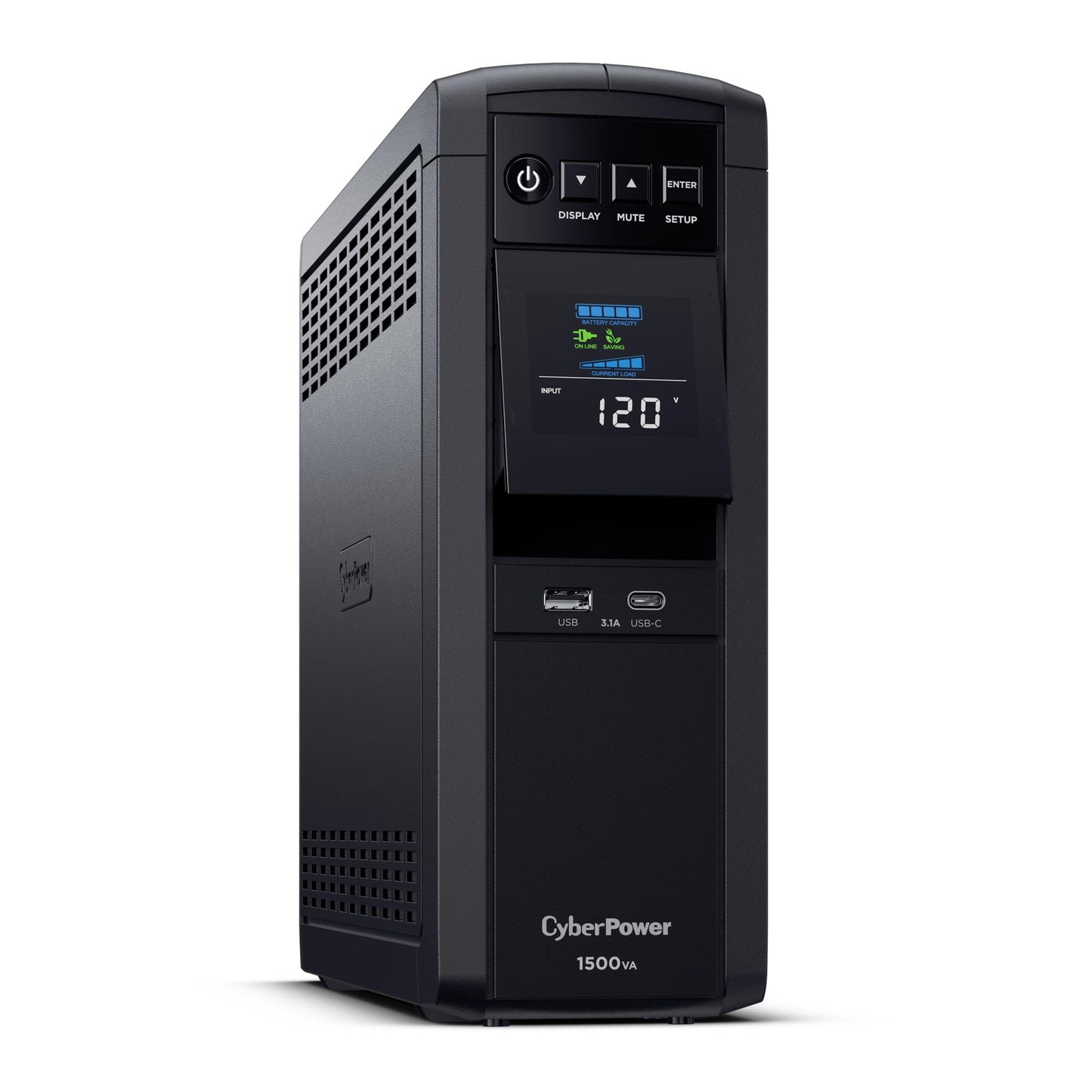 CyberPower CP1500PFCLCD PFC Sinewave UPS Battery Backup and Surge Protector, 1500VA/1000W, 12 Outlets, AVR, Mini Tower, UL Certified