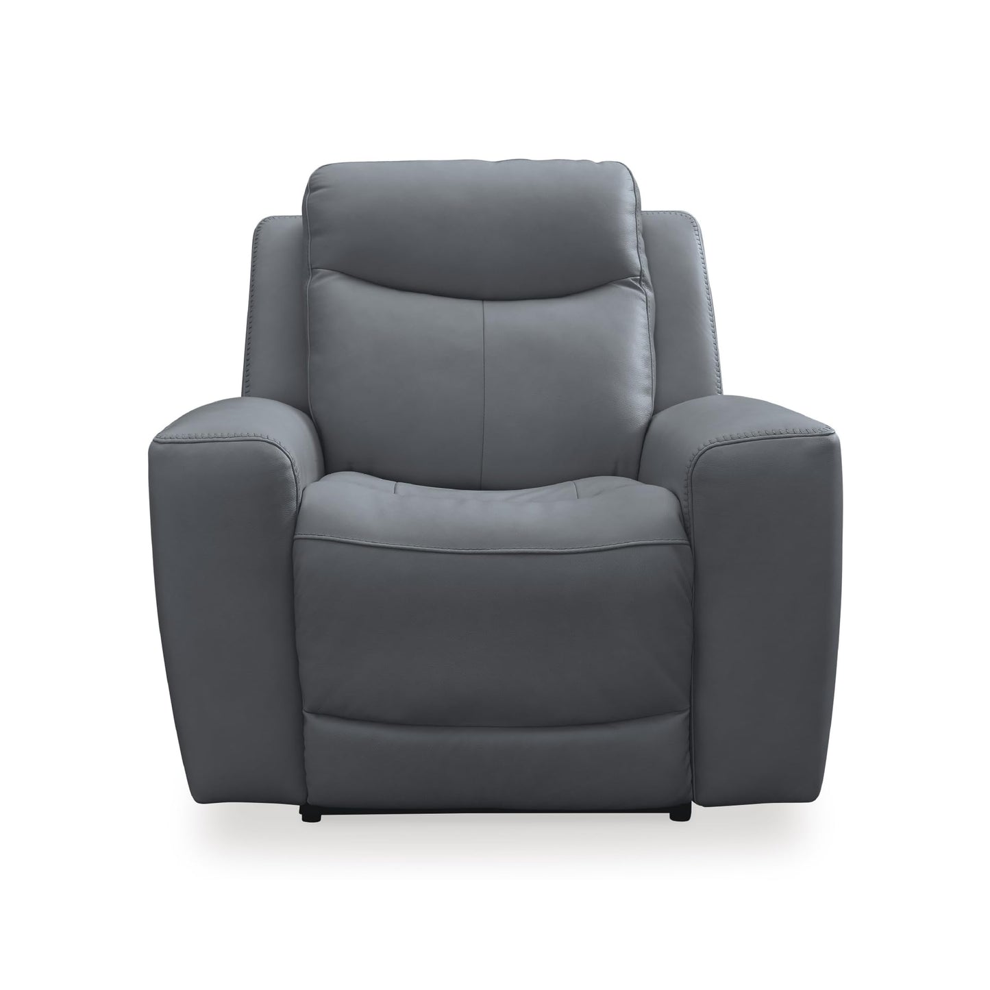 Signature Design by Ashley Mindanao Contemporary Leather Match Upholstered Power Recliner with Adjustable Headrest, Gray