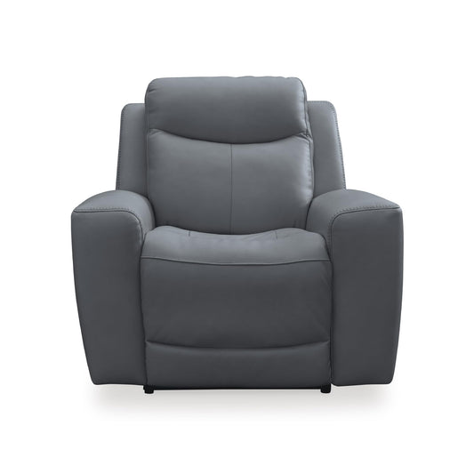 Signature Design by Ashley Mindanao Contemporary Leather Match Upholstered Power Recliner with Adjustable Headrest, Gray