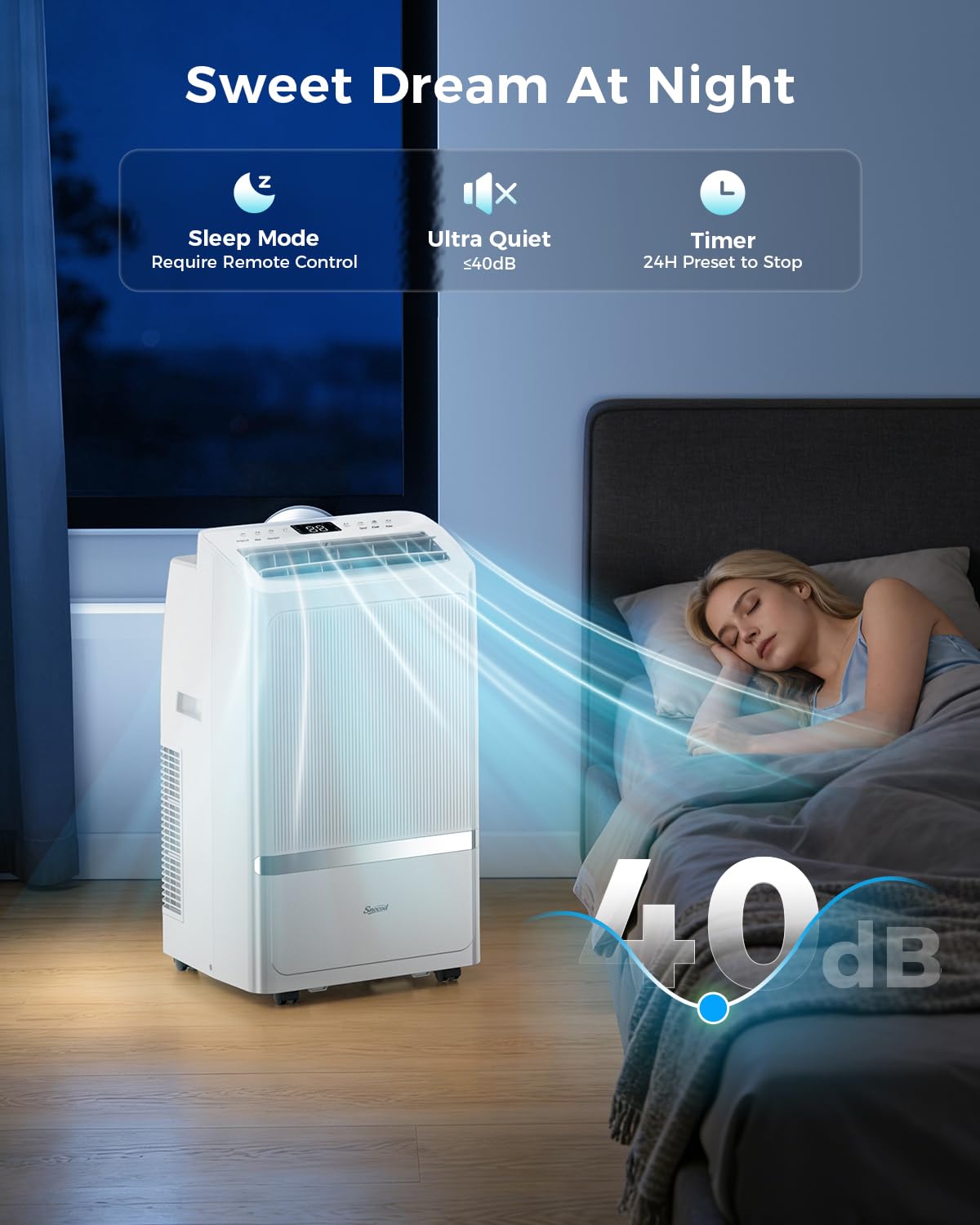 Portable Air Conditioners, 16000 BTU AC Cools up to 800 Sq Ft, Quiet 40 dB Free Stand Portable AC with Drainage-Free Cooling/Fan/Dehumidifier, Sleep Mode, APP&Remote Control, Installation Kit