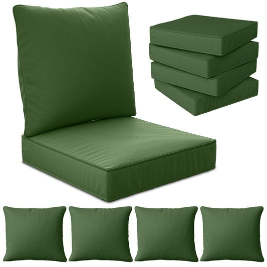 24" x 24" x 6" Outdoor Deep Seat Cushions Set - 4 Set Waterproof & Fade Resistant Patio Furniture Replacement Cushions, Non-Slip Outdoor Cushions Fit Loveseats, Couches, Chairs, and Sofas.