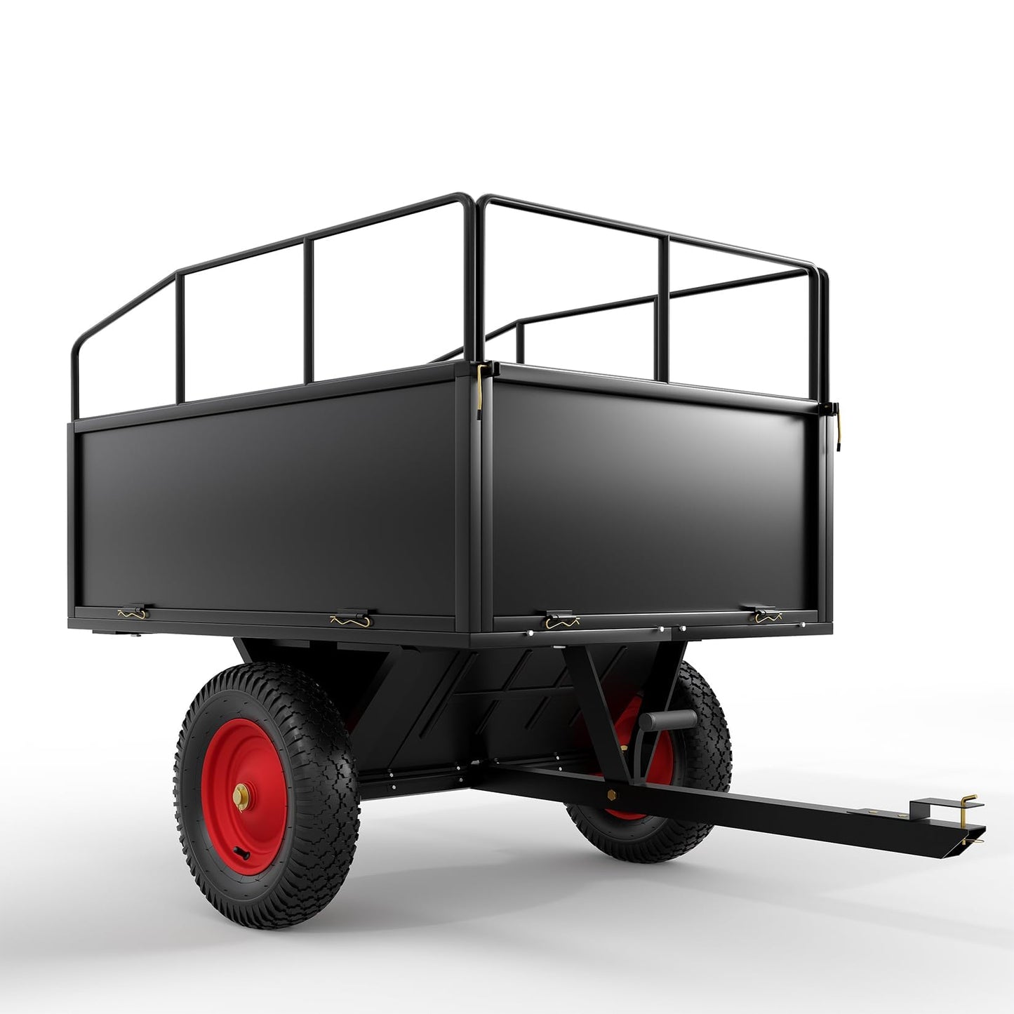 750 lbs 17 Cubic Feet Steel Dump Cart Trailer with Removable Sides, All Terrain Tires for Lawn Mower, Tractor, ATV | Heavy Duty Yard Garden & Farm Utility Trailer for Hauling Rocks, Soil, Debris