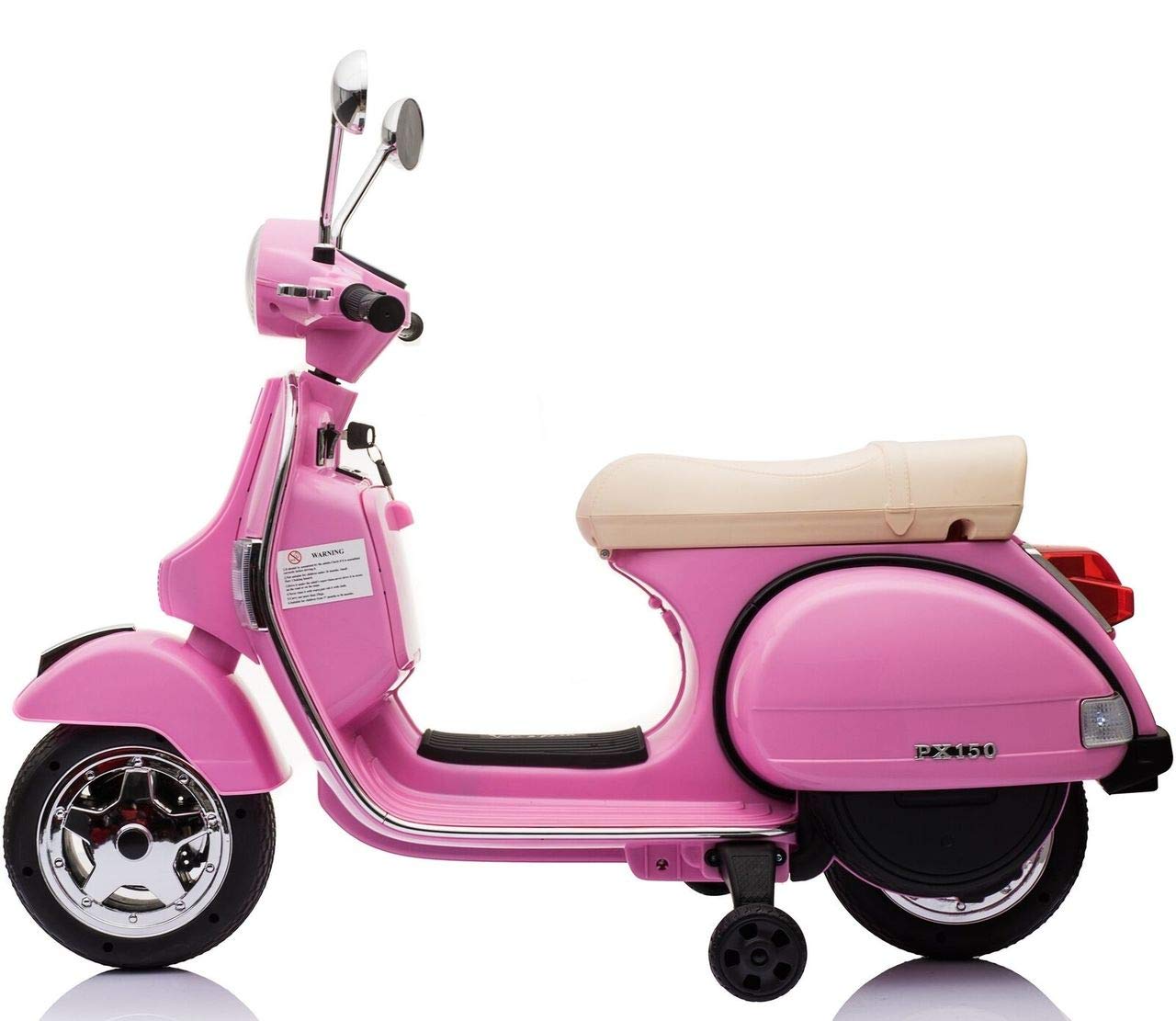 Best Ride On Cars Vespa Scooter, 12V Battery Powered Ride On Car - Electric Scooter for Kids with Leather Seat, Real Lights & Sounds, USB/AUX/SD Slot, Ages 2-5 Years Old, Pink, Large New