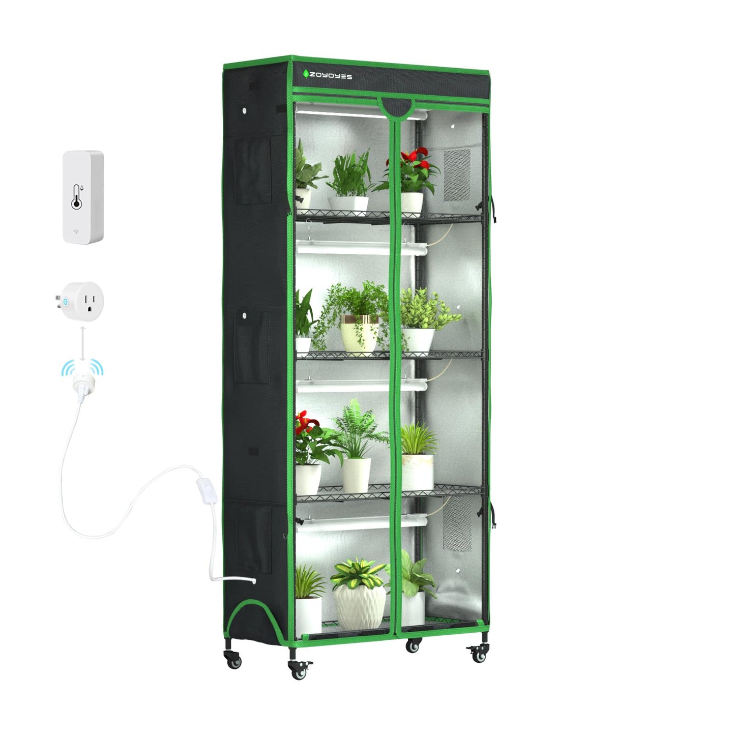 ZOYOYES Indoor Greenhouse with Grow Light, Mini Greenhouse with Cover