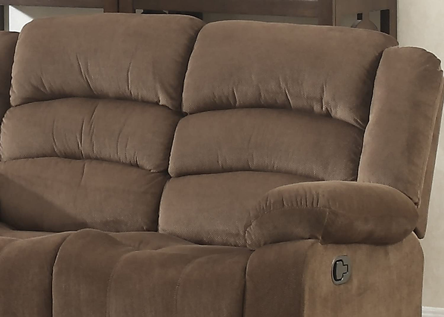 AC Pacific Bill Collection Contemporary 3Piece Living Room Upholstery Sofa Set with 5 Recliners, Sofa, Loveseat & Reclining Chair, Brown