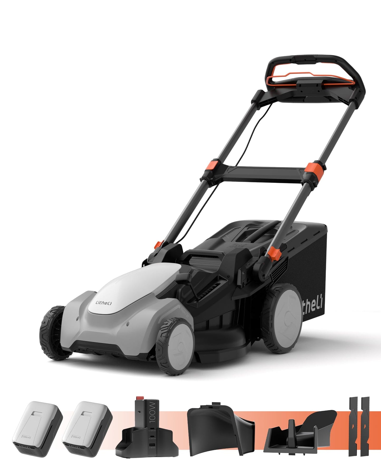 Litheli Self-Propelled Lawn Mower Cordless, 21" Battery Powred Lawn Mower, 2 x 8.0Ah