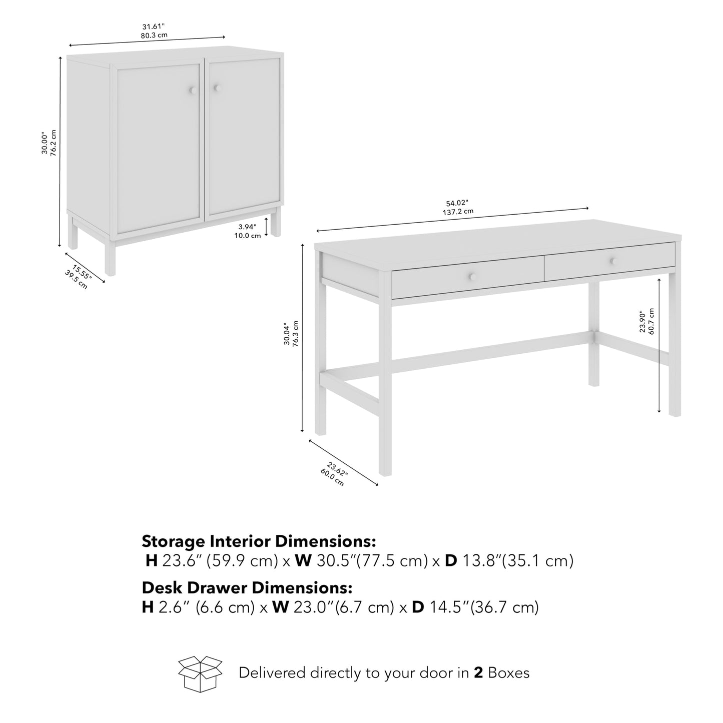 Bush Home 54-Inch Writing Desk with 2 Door Low Storage Cabinet, Computer Study Laptop Table Workstation, Drawers and Adjustable Shelves, Home Office Furniture Set, Avery Collection, Chocolate Birch