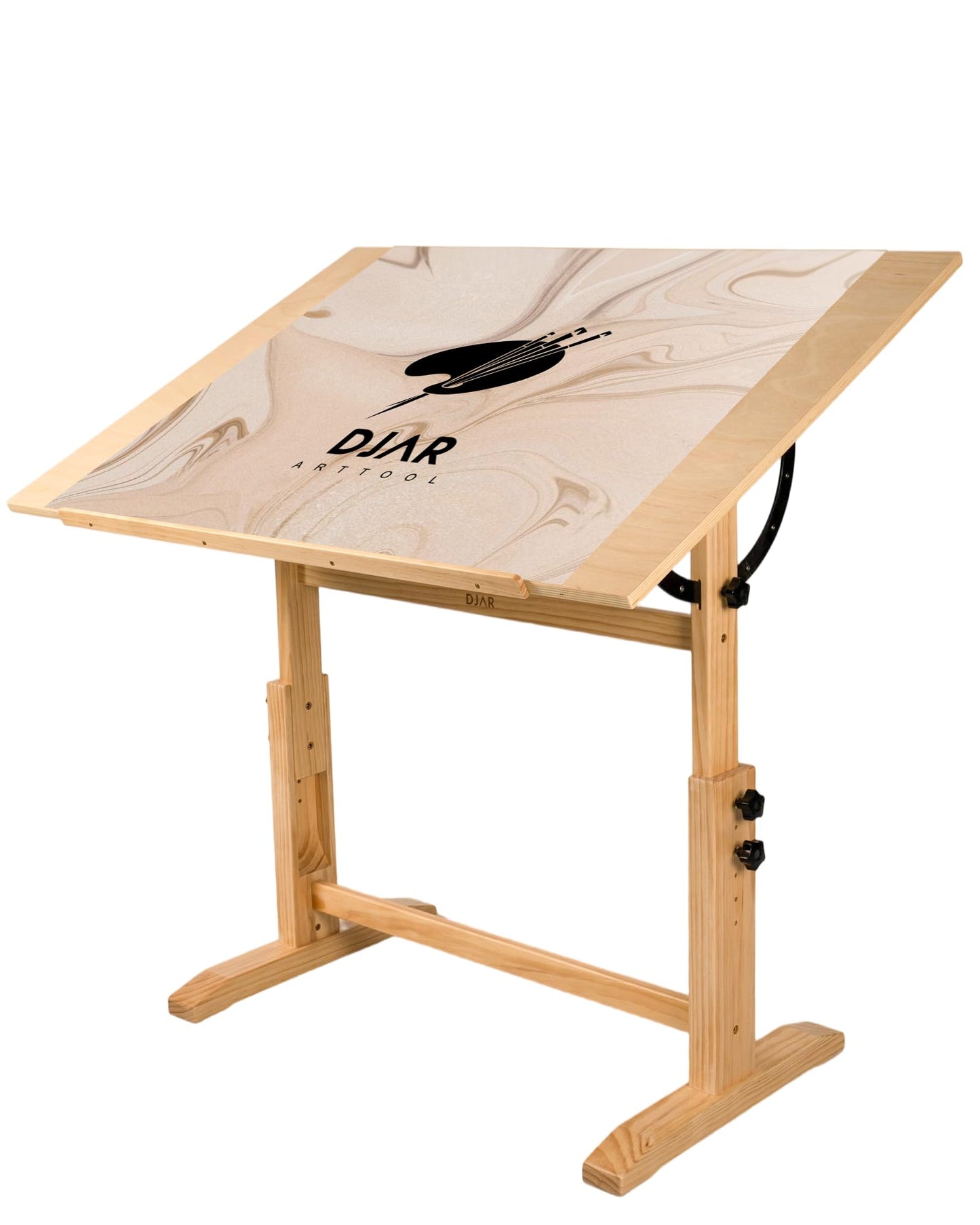 DJAR Adjustable Wooden Drawing Table, 42"x30" Artist Drafting Desk for Painting, Sketching, Writing, Natural