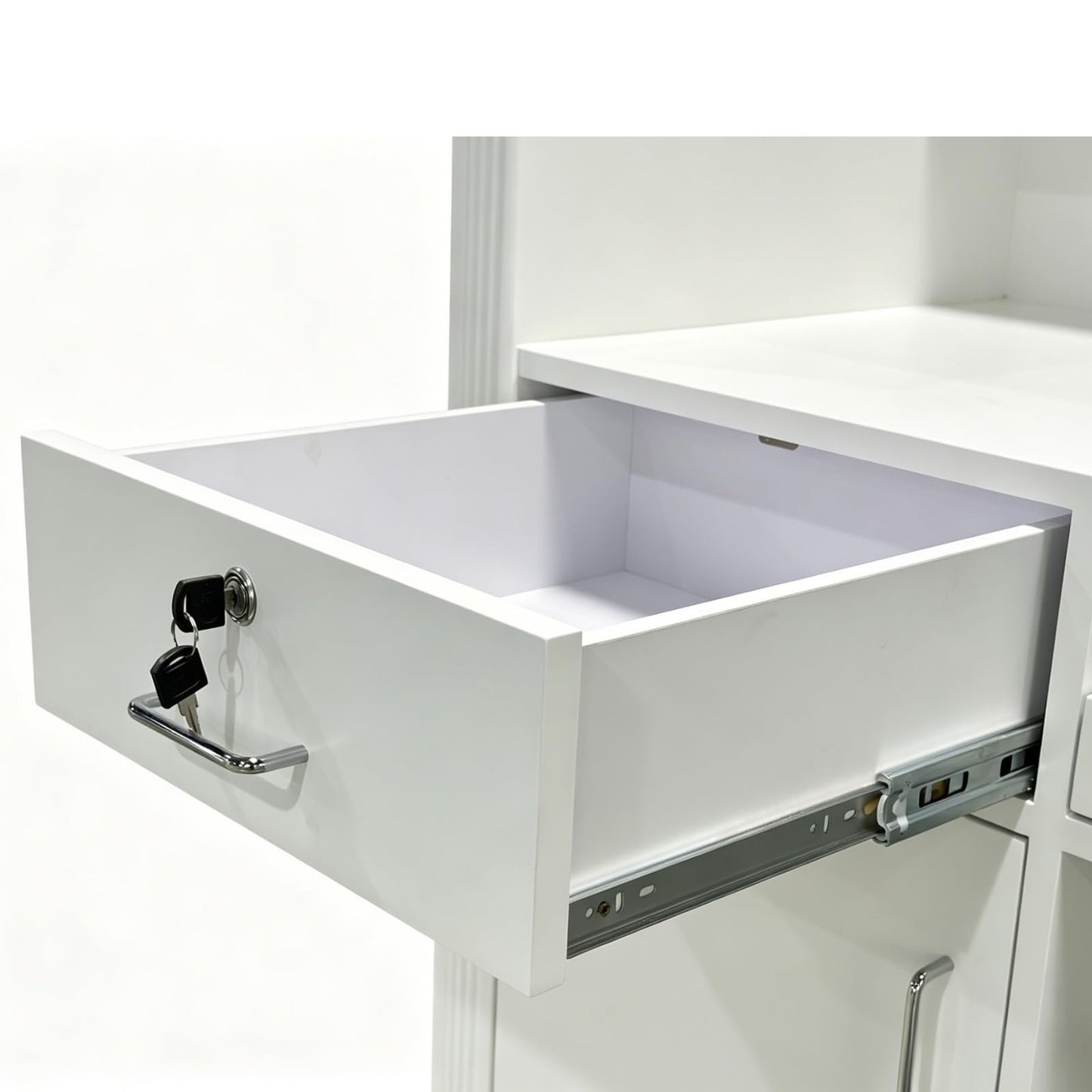 M2 Retail Modern Reception Desk with Counter, White Upgraded Front Counter Table for Beauty, Spa, Nail, Hair Salon, Lobby, 1500 * 600 * 1000mm(59 * 24 * 39'')