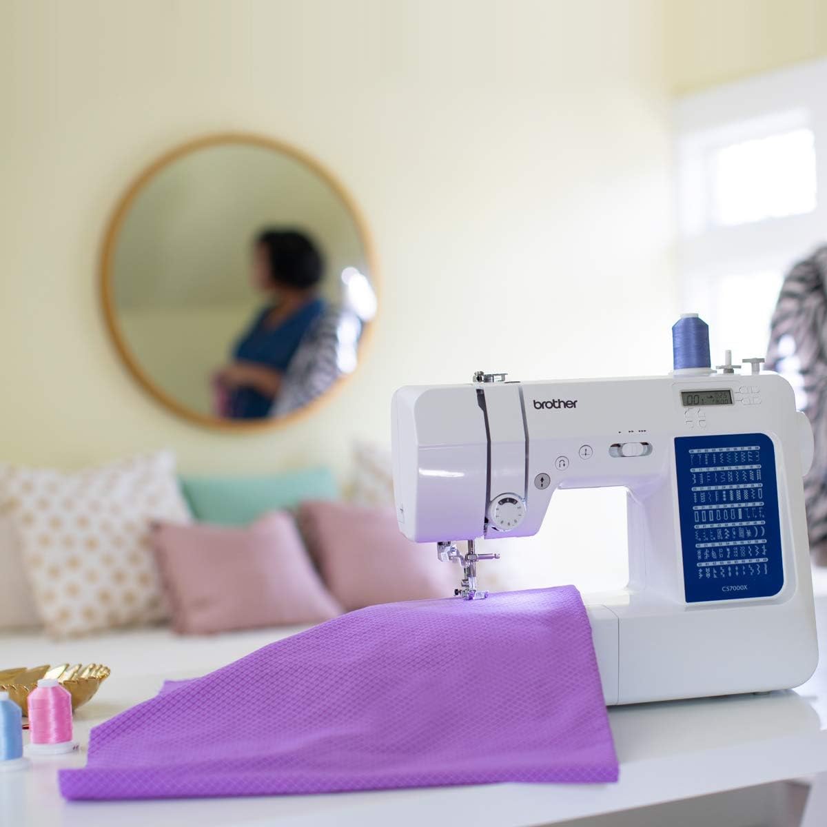 Brother CS7000X Computerized Sewing and Quilting Machine (70 Built-in Stitches) + SASEW6 6-Piece Thread Pack + PWB250 Pre-Wound Embroidery Bobbins (10 Pack, White)