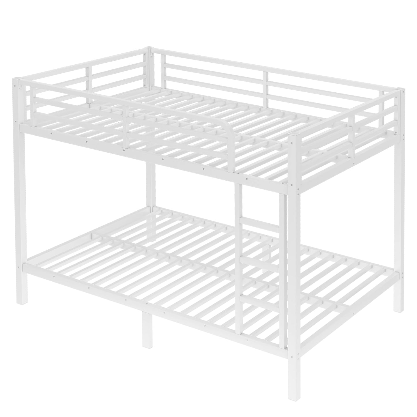 Bellemave Metal Full XL Over Full XL Bunk Beds with High Guardrail & Under-Bed Storage, Heavy Duty Full Size Bunk Bed Frame, Bunk Bed Full XL Over Full XL for Adults, No Box Spring Needed, White