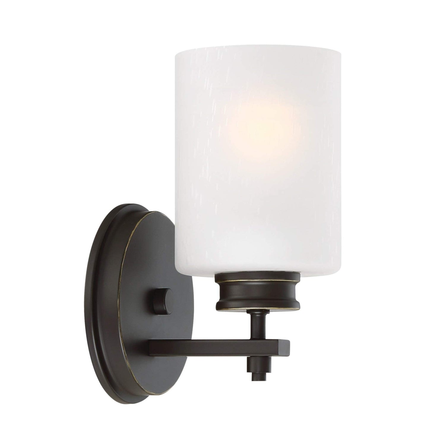 Kira Home Phoebe 8in Wall Sconce, Frosted Seeded Glass Shade, Oil-Rubbed Bronze Finish, Model RV-W1368-OB