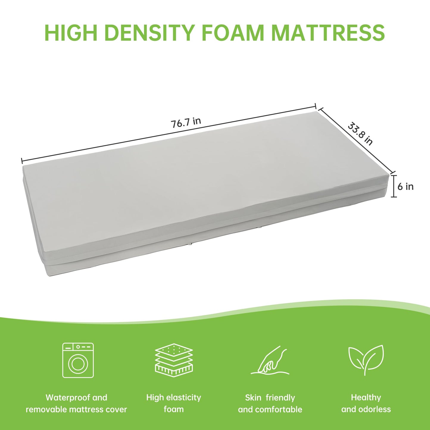 Real Relax 5 Function Full Electric Hospital Bed, Ultra Low Electric Medical Bed with Movable Dining Table, 6" Foam Mattress, 5" Locking Casters, for Home Use, Includes headboard and Footboard Covers
