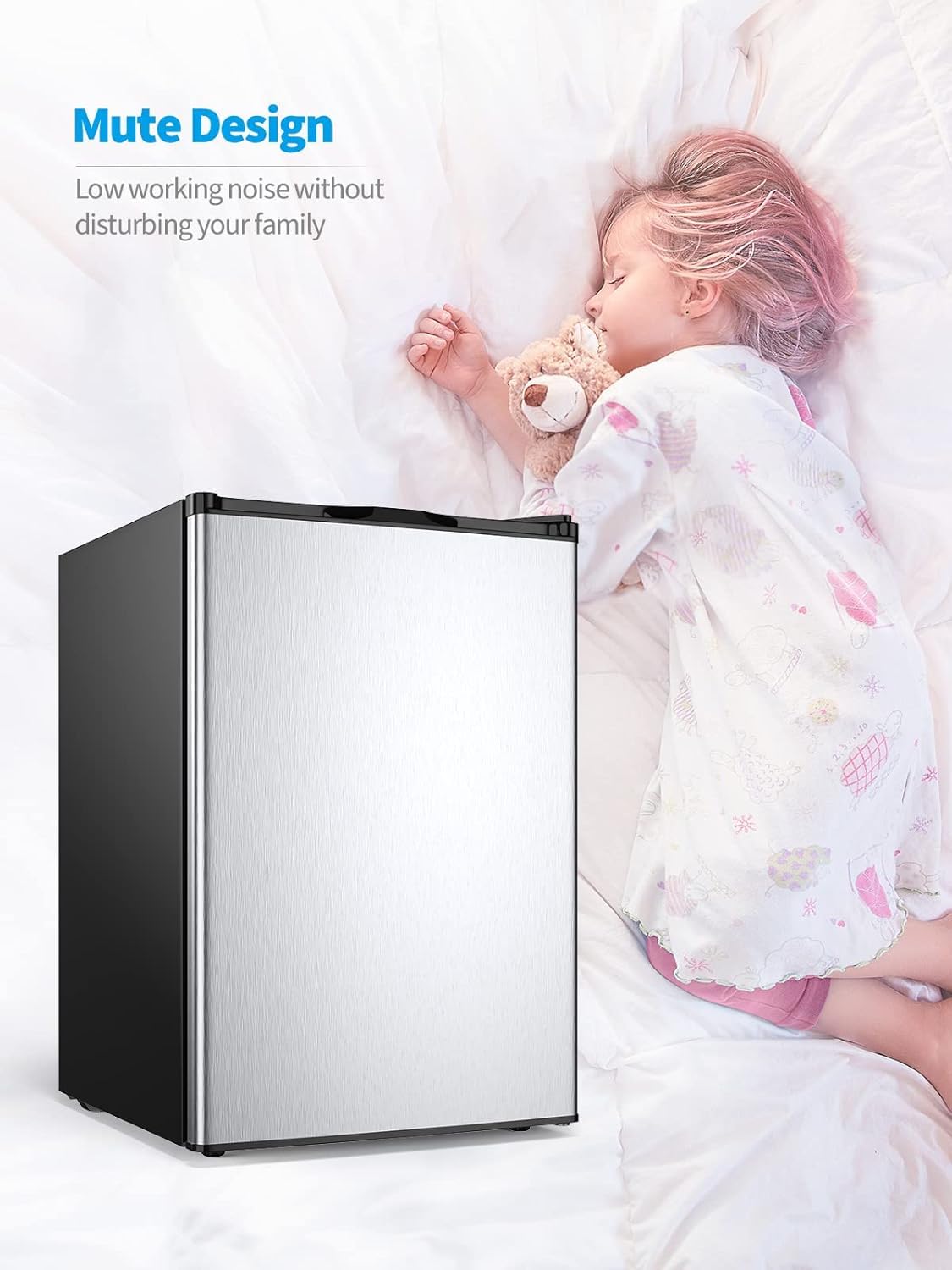 NAFORT Compact Upright Freezer 3.0 Cu. Ft. with Stainless Steel Single Door, Mini Freezing Machine with Reversible Door, 7 Grade Adjustable Thermostat for Home Office