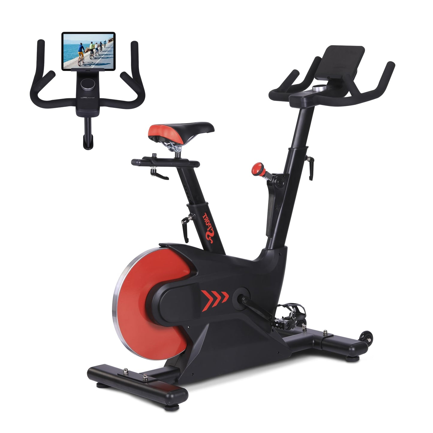 Exercise Bikes for Home, Low Noise Indoor Cycling Bike with 28 LB Rear Flywheel, Stationary Bicycle with App& LCD Monitor & Upgraded Seat Cushion for Home Cardio Workout