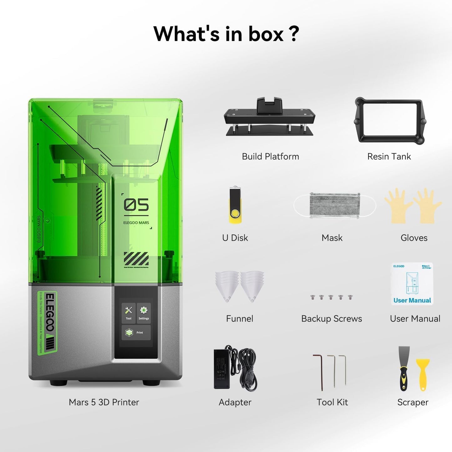 ELEGOO Mars 5 MSLA Resin 3D Printer, Resin Printer for Beginner with Auto-Leveling, Smart Mechanical Sensor, Overheat Protection, 6.6-inch 4K LCD Screen, Printing Size of 5.91 × 5.65 × 3.53 Inches
