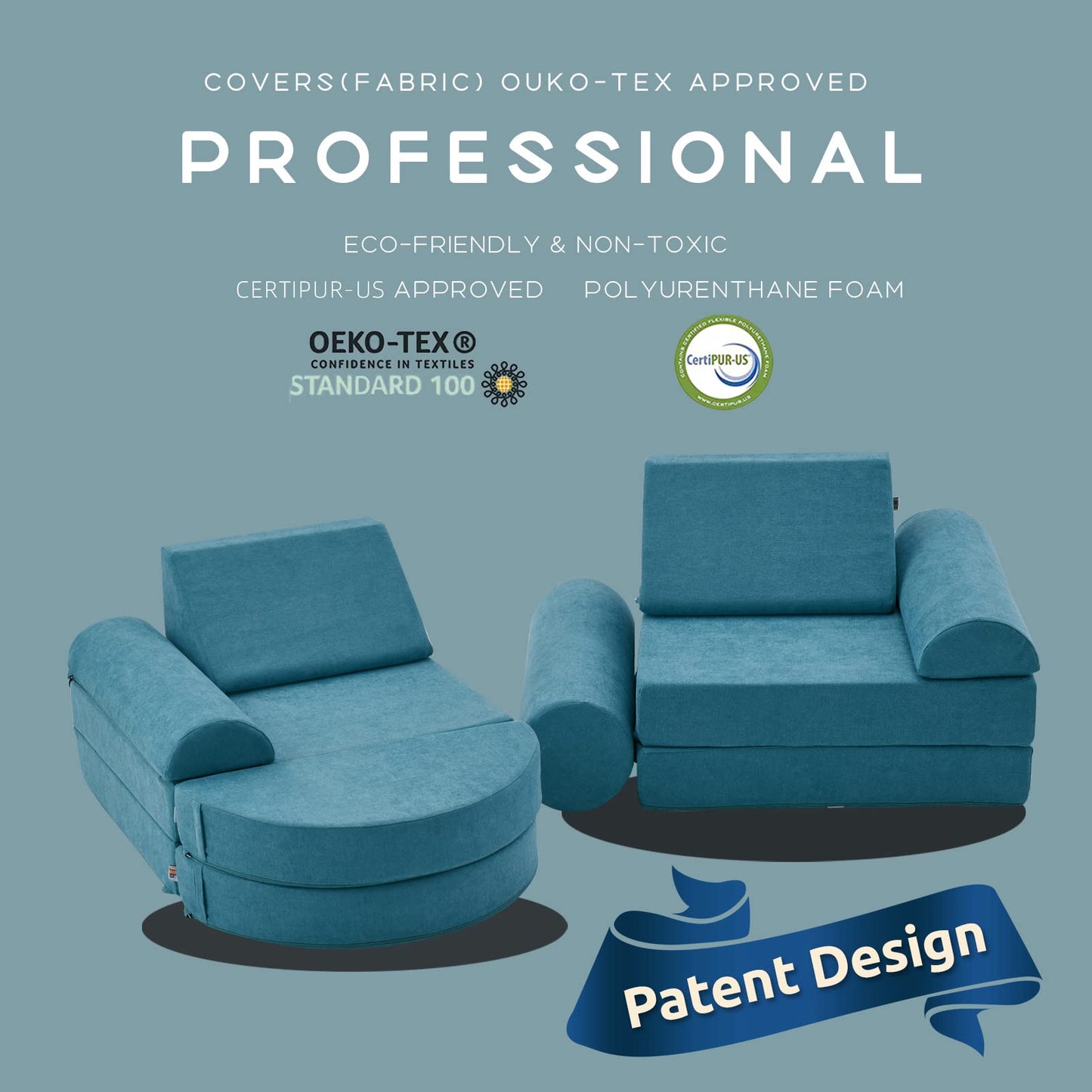 jela Couch 14PCS Luxury, Floor Sofa Modular Furniture for Adults,Kids. Playhouse Play Set for Toddlers Babies, Modular Foam Play Couch, Modular Sectional Sofa (Teal, 57"x28"x18")
