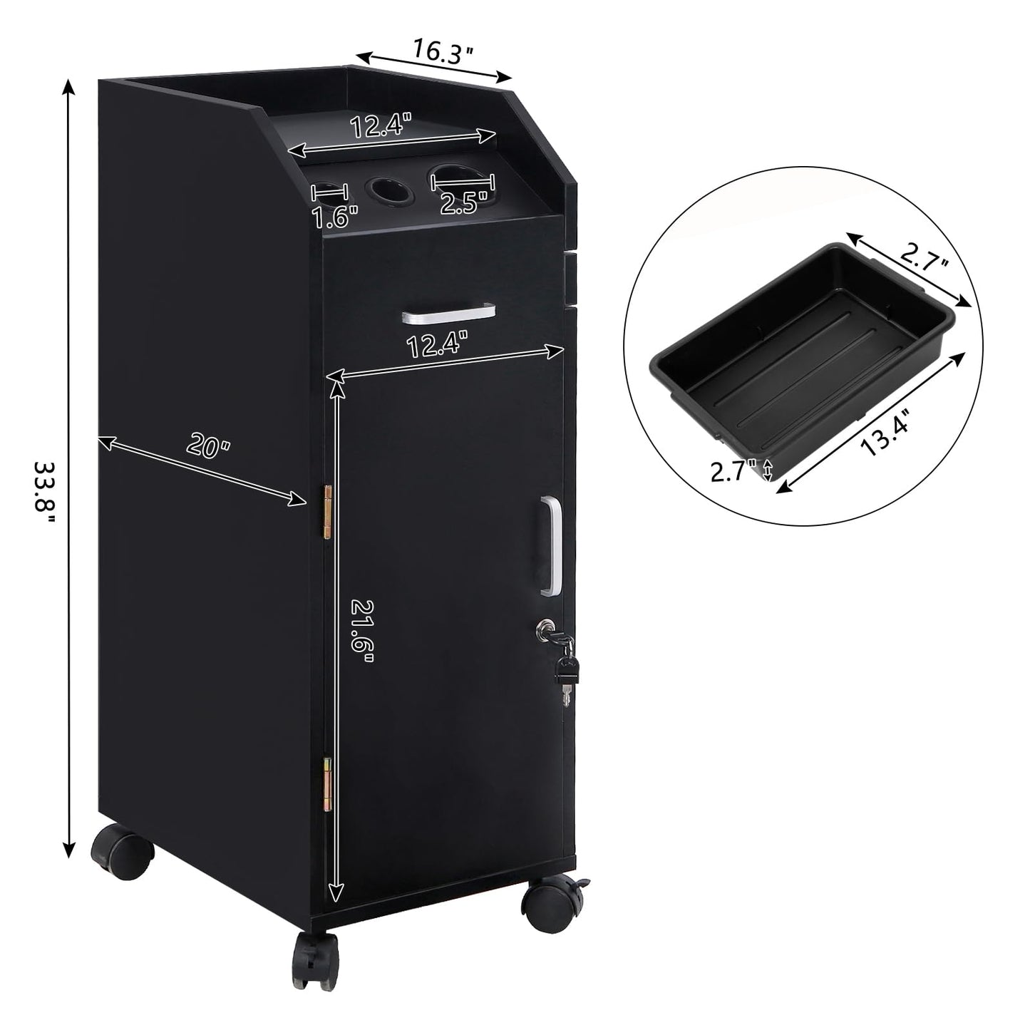 JHshop Salon Utility Station with Wheels Barber Hair Stylist Rolling Trolley Spa Storage Furniture,Salon Trolley Cart with Wheels & Drawers,Hair Cart Organizer,Rolling Salon Storage Cabinets - Black