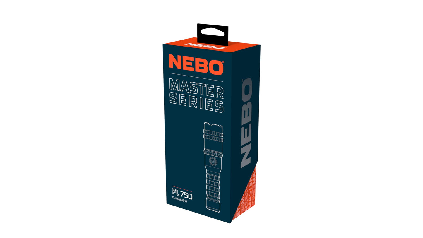 NEBO Rechargeable LED Flashlight, 750 Lumen, Aluminum, Waterproof, One Size, Storm Gray, Model NEB-FLT-1018