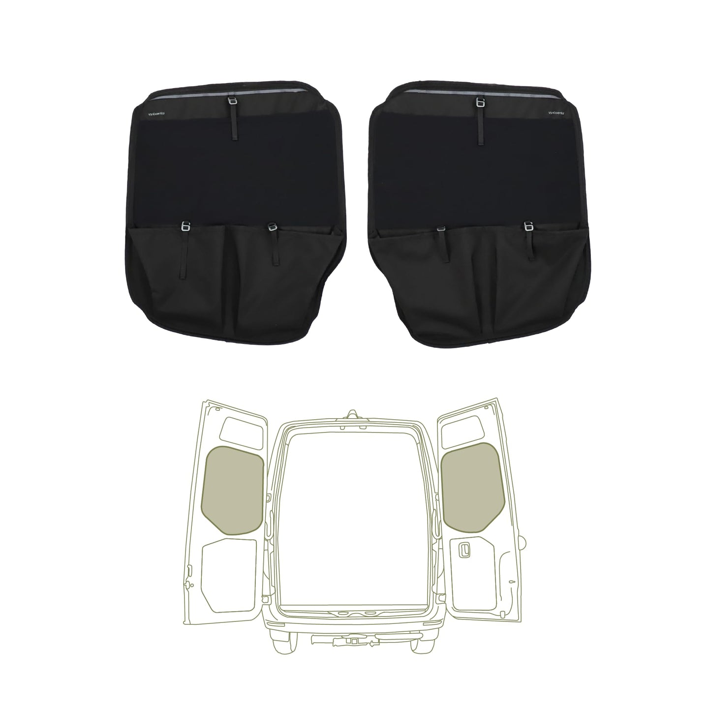 VanEssential Rear Door MIDDLE Storage Panels (Pair) Designed for Mercedes-Benz NCV3 Van (Years 2007-2018)
