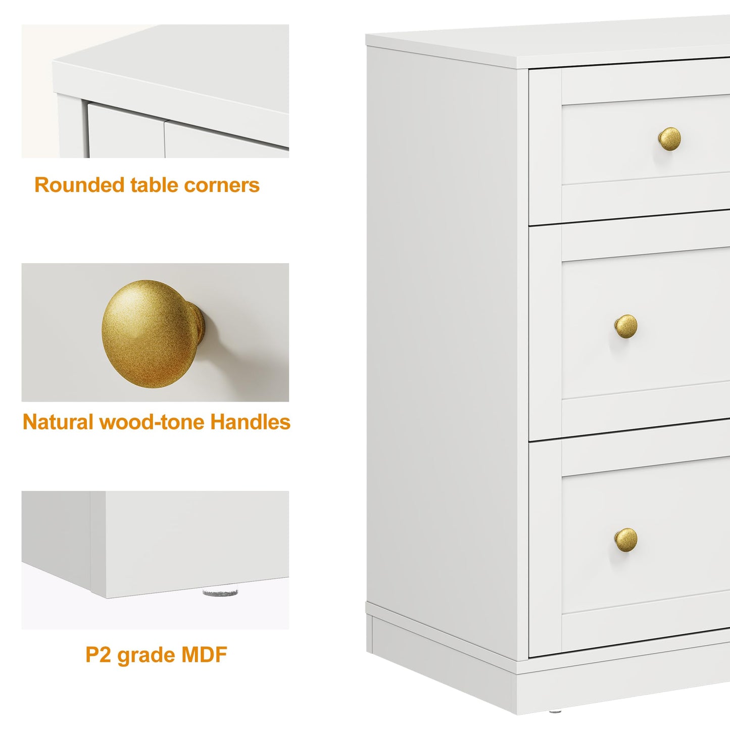 RoyalCraft 7 Drawer Dresser, White Dresser for Bedroom, Wood Chest of Drawers, Modern Dresser TV Stand for Living Room, Closet, Entryway