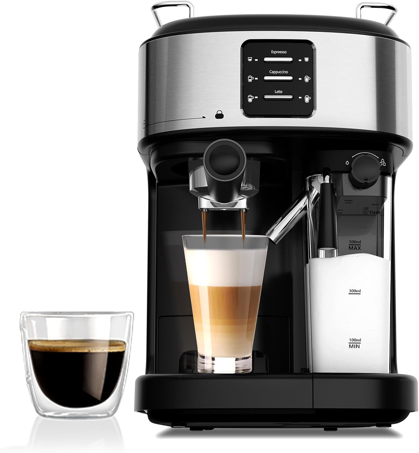 Electactic 20 Bar Professional Compact Espresso Cappuccino Machine with Auto Milk Frother, Stainless Steel Coffee Maker for Cappuccino, Latte