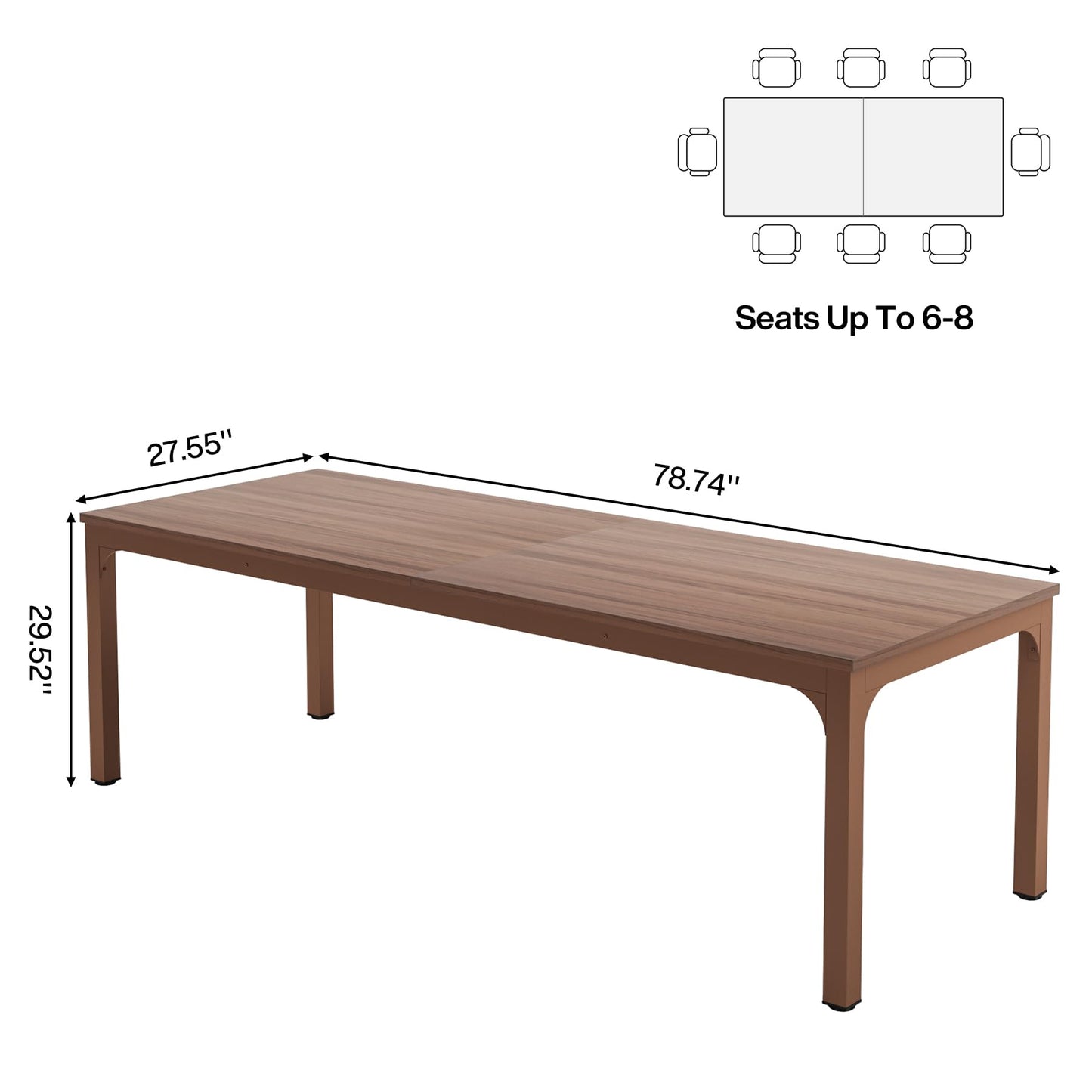 Tribesigns 6.5FT Conference Table, 78.7-Inch Rectangle Meeting Seminar Table, Large Business Tables for 6-8 People (Only Table)