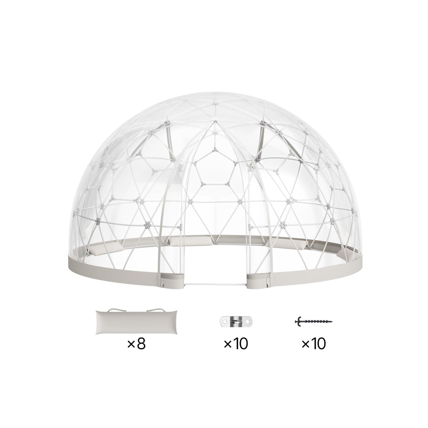 VEVOR Garden Dome Tent, 12 x 7.2 ft Clear Bubble Tent House for 4–7 Person, Waterproof PVC Geodesic Dome Greenhouse with Ventilated Window, Outdoor Igloo