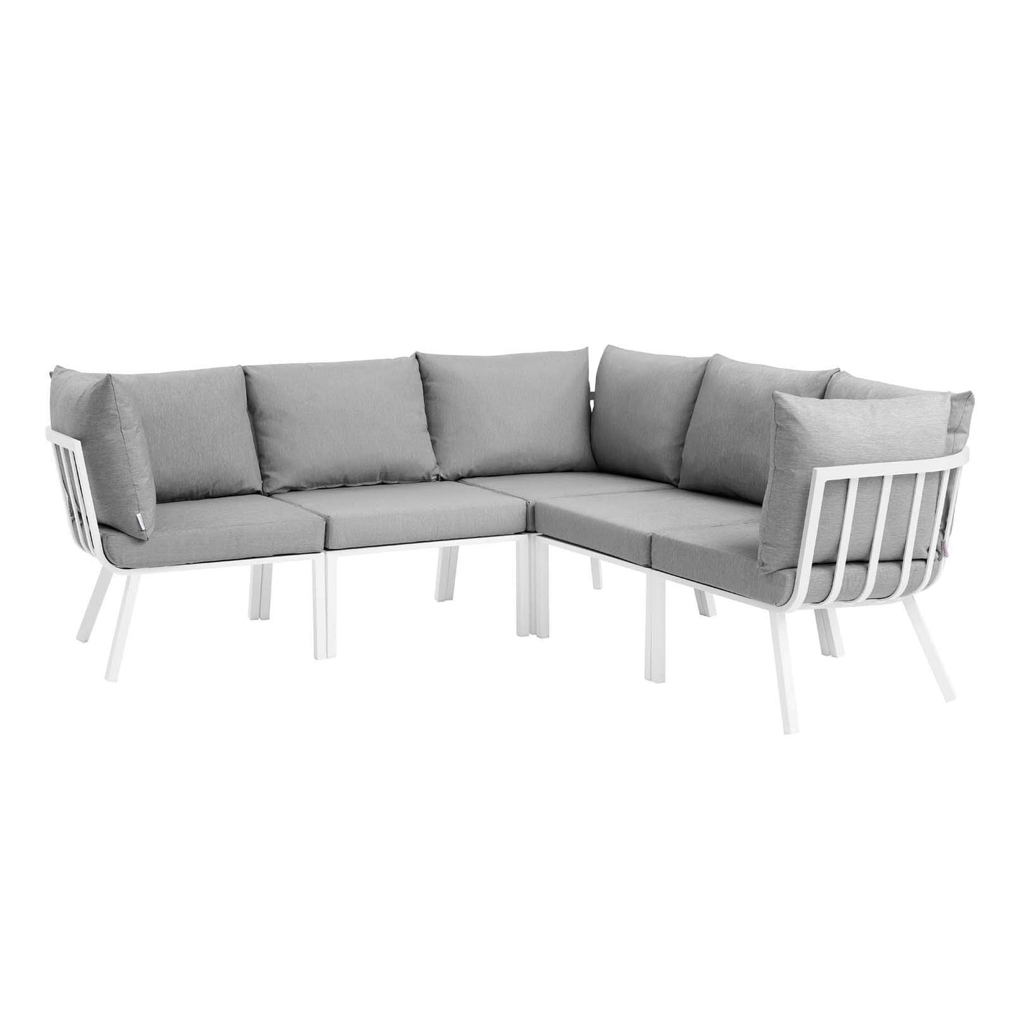 Modway Riverside Outdoor Patio Conversation Set, 85. 5" L x 85. 5" W x 28" H, White Gray
