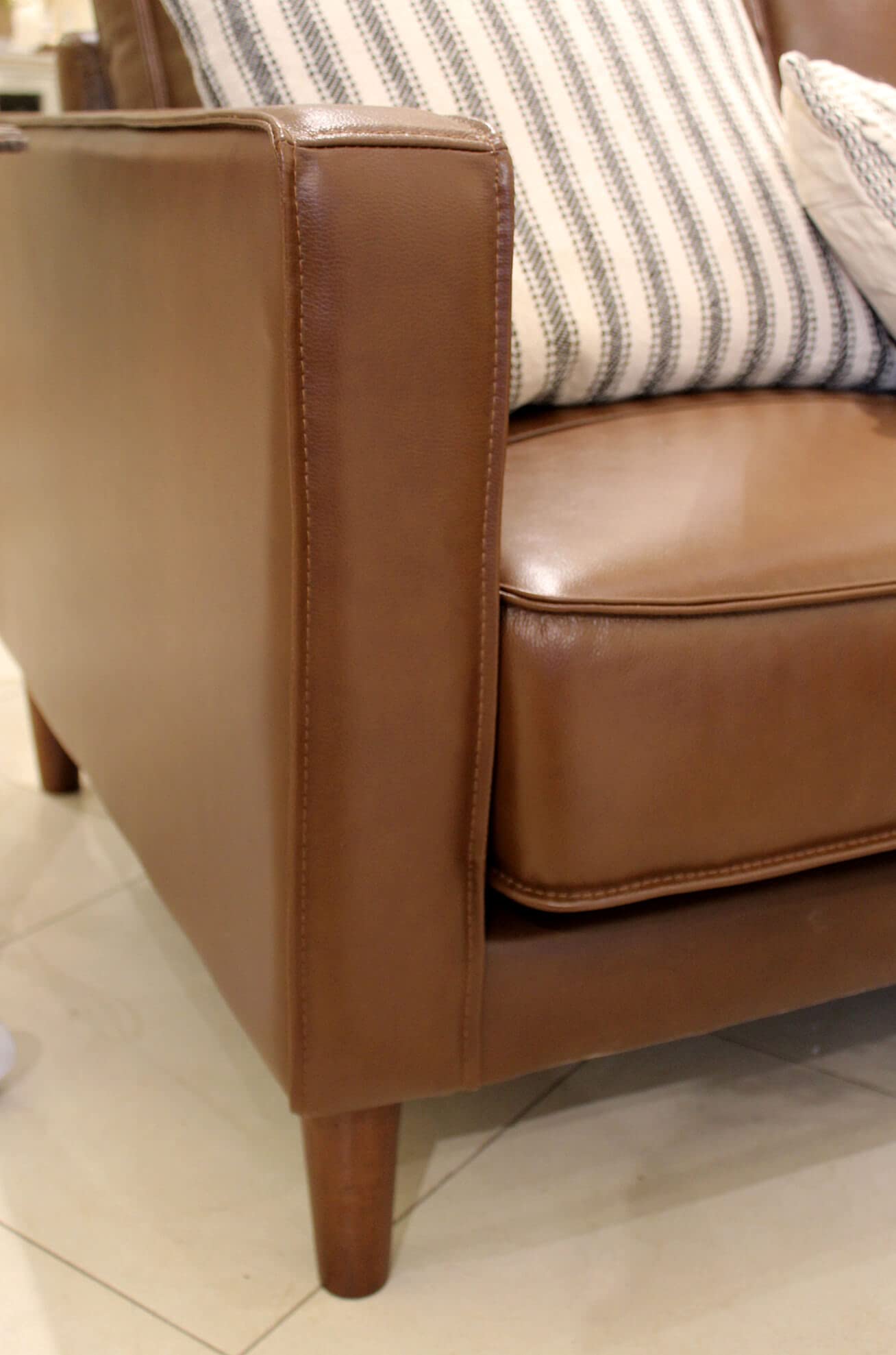 Sunset Trading Prelude 55" Wide Top Grain Leather Chestnut Brown | Mid Century Modern Small Couch Loveseat, Space Seating (SU-PR15070-86-200E)