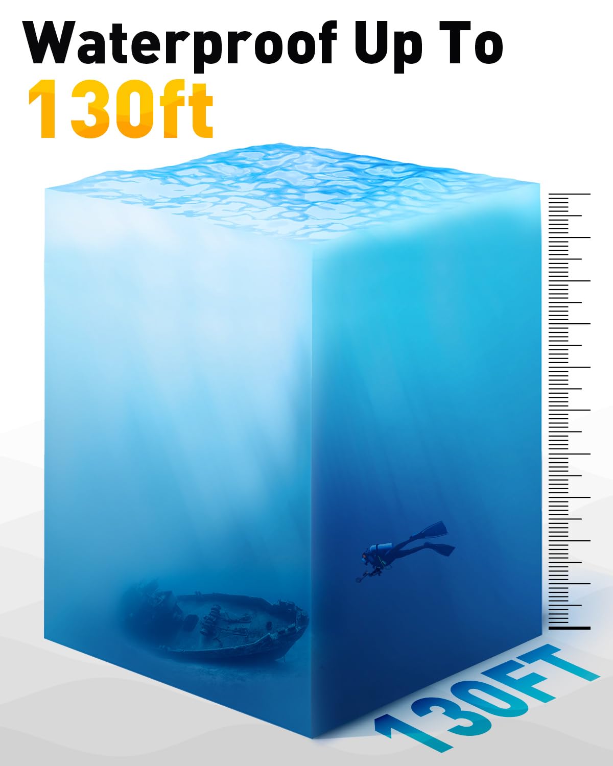 Hazlewolke Underwater Metal Detector, 130ft Waterproof Metal Detector with Pinpoint Mode, 10” Depth Metal Detectors for Adults Professional, Detector De Metales Oro Y Plata