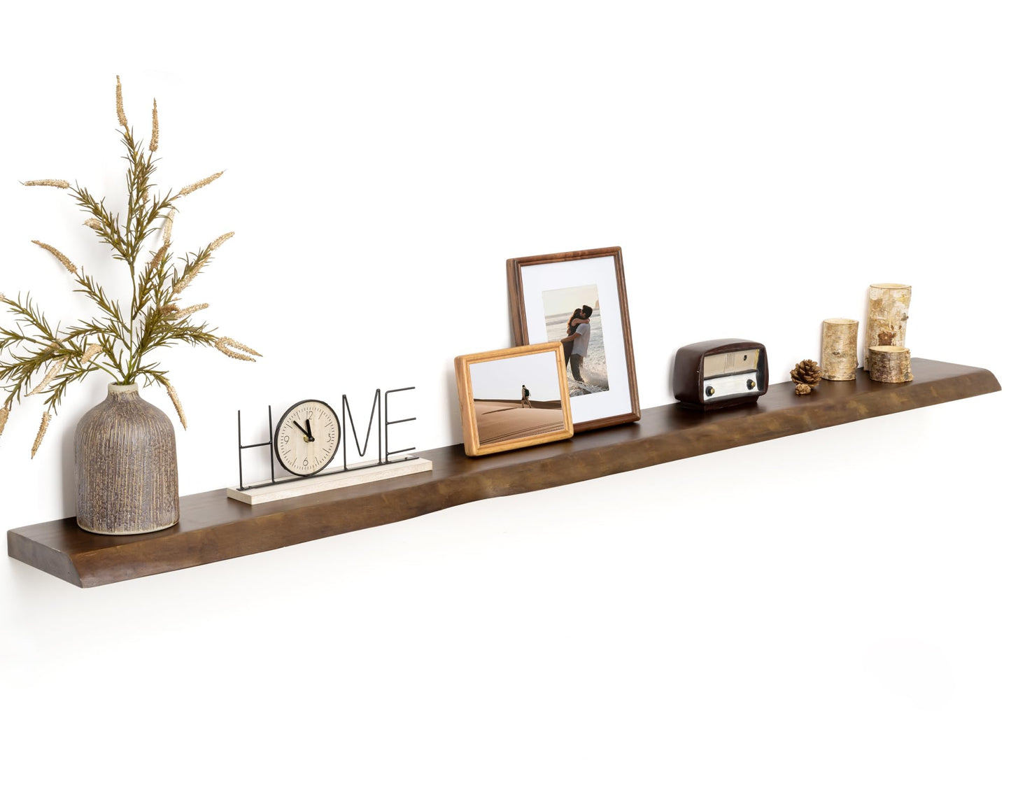 RICHFOCUS Live Edge Wood Floating Shelves 72" Natural Solid Wood Wall Mounted Shelf|Extra Long Floating Shelves for Wall with Invisible Bracket for Bathroom Kitchen Room|1Pcs, Walnut